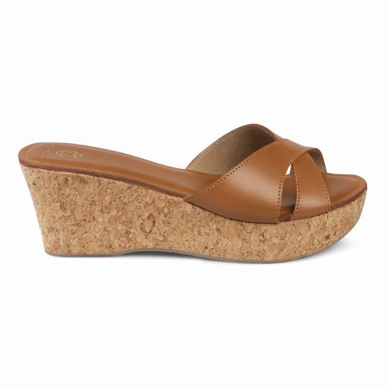 Sturdy Toe Barrier Match Easy AIYANA- TAN WEDGES