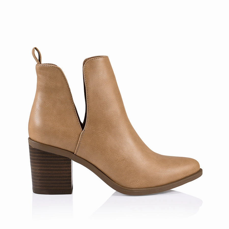 Santana Cut Out Ankle Boots - Caramel Softee Functional Fashion