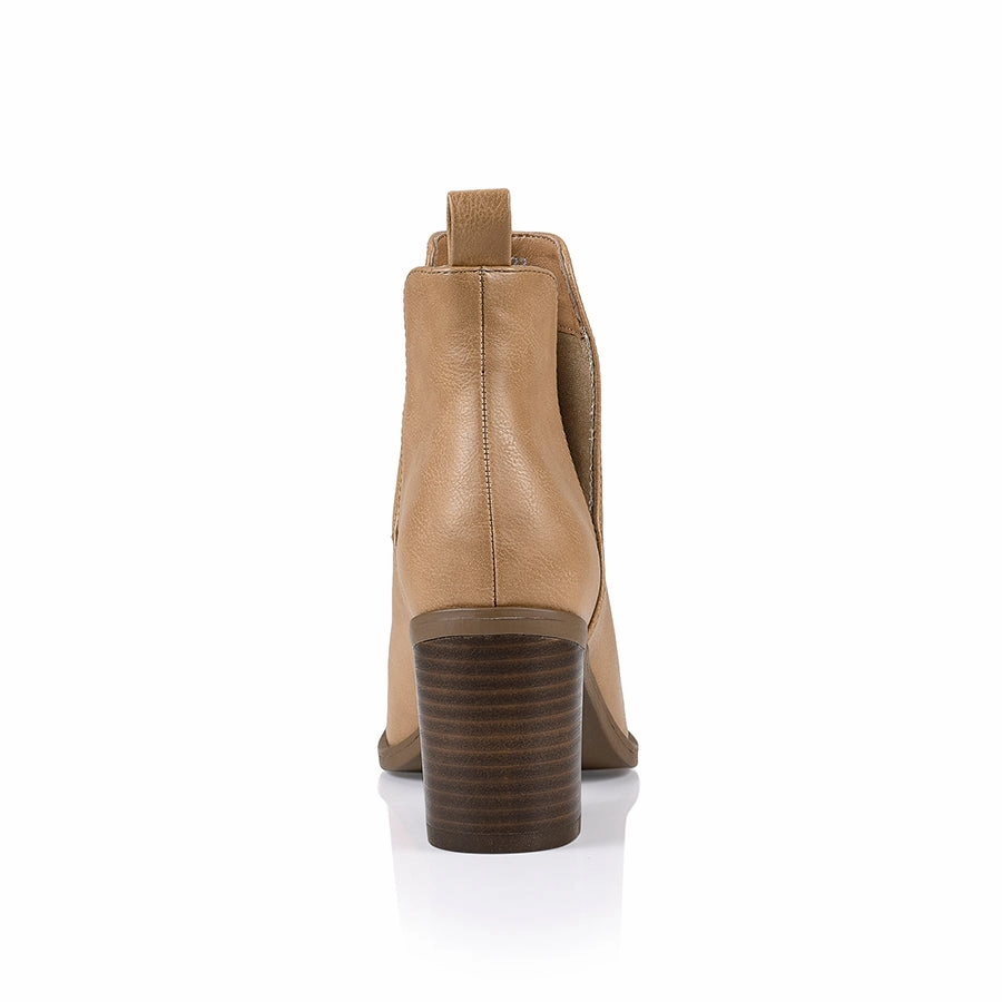 Square Toe Shopping Trip Santana Cut Out Ankle Boots - Caramel Softee