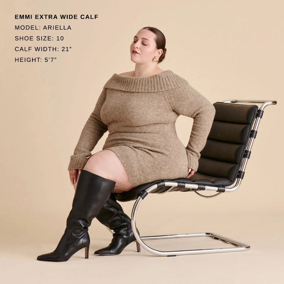 EMMI EXTRA WIDE CALF BOOTS BLACK LEATHER Unique grip