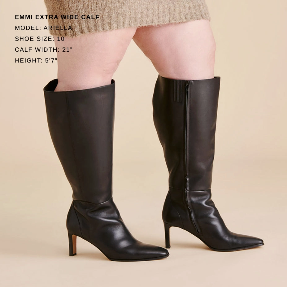 EMMI EXTRA WIDE CALF BOOTS BLACK LEATHER Biodegradable Components