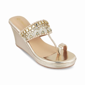 ANAYA- GOLD KOLHAPURIS Weather Resistant Weave