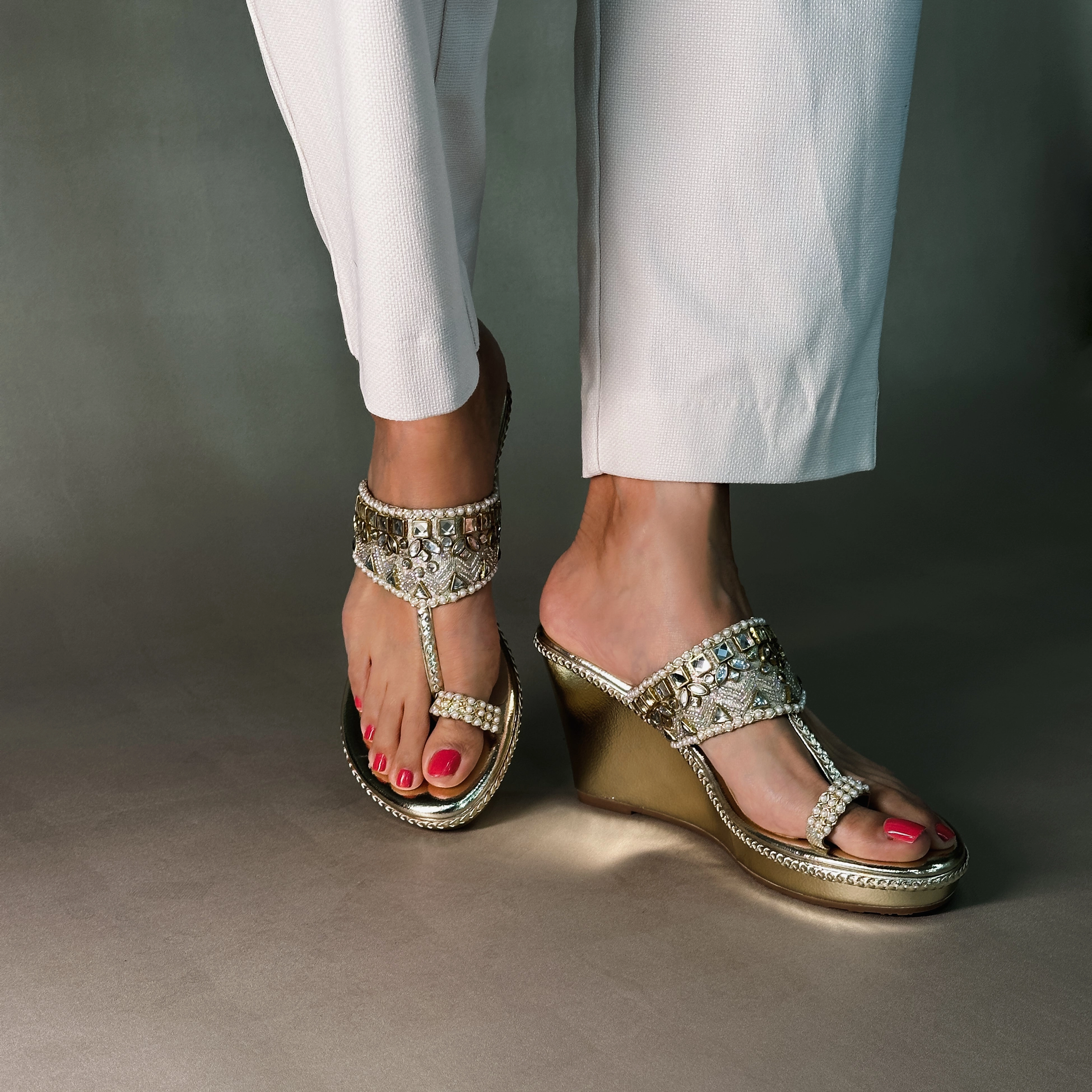 Casual Summer Shoes Winter Warm ANAYA- GOLD KOLHAPURIS