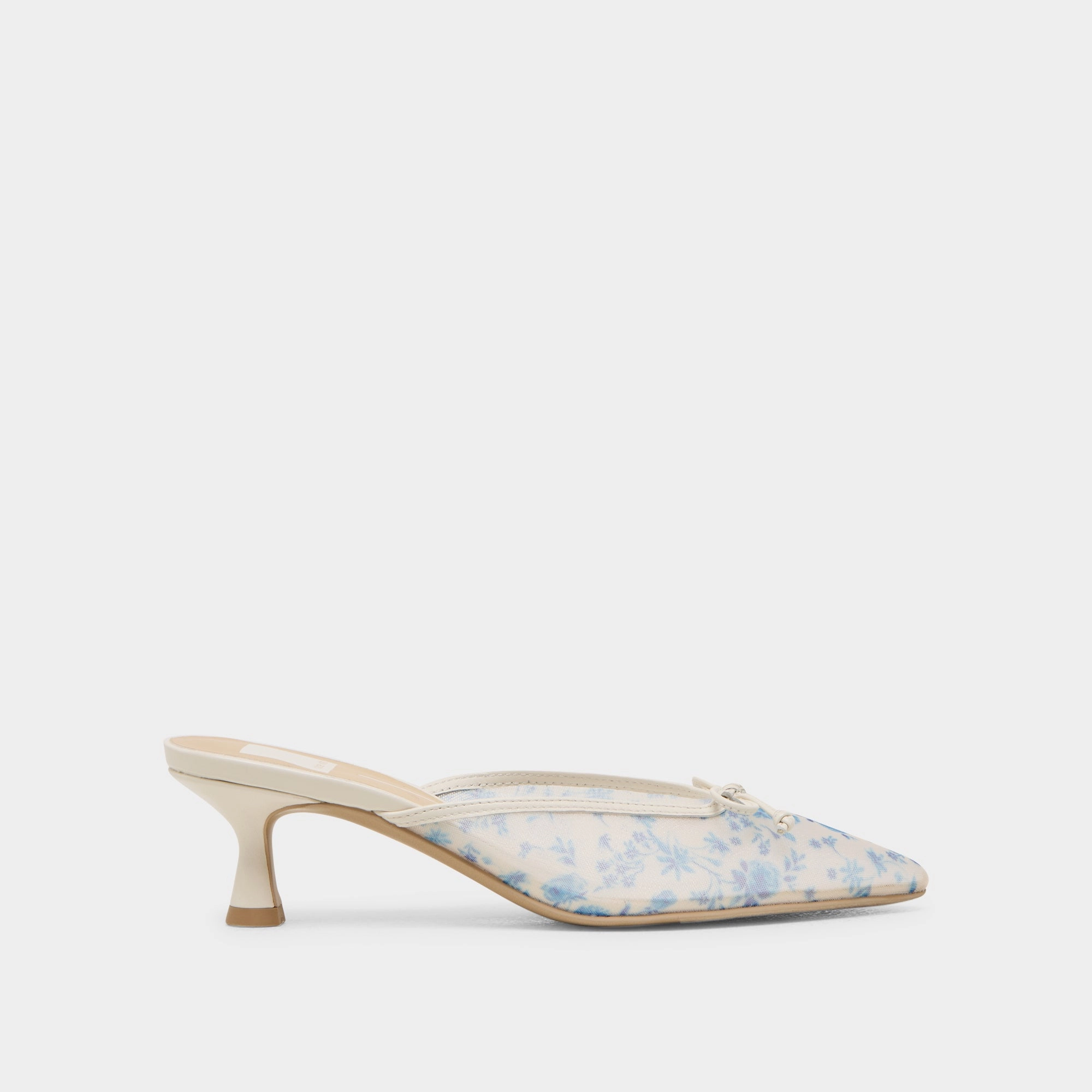 Anti Microbial Lining Padded shock absorption CLEO HEELS BLUE FLORAL MESH