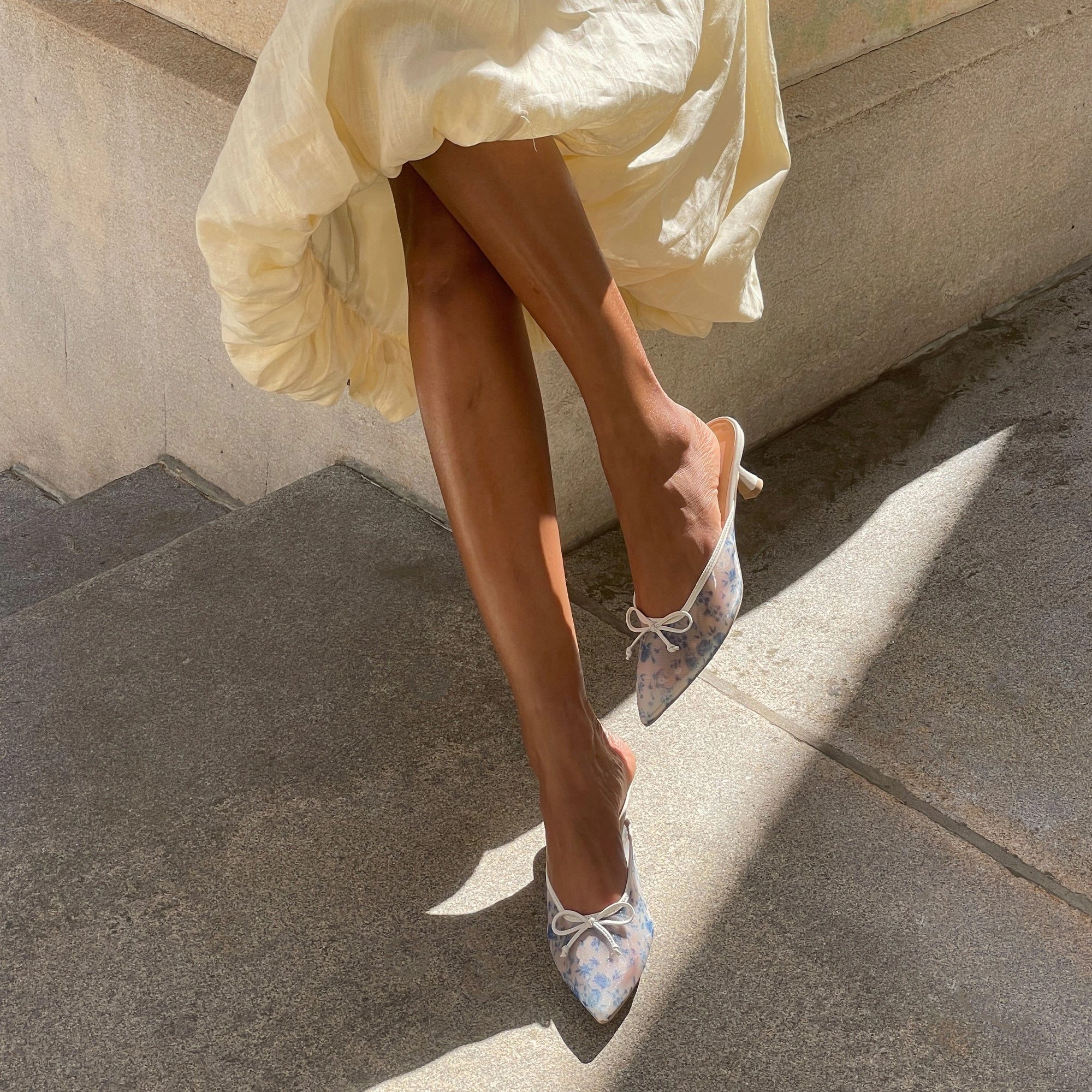 CLEO HEELS BLUE FLORAL MESH Durable Treads weekday