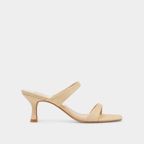 Sculpted materials Plush Fit GENORA WIDE HEELS LT NATURAL WOVEN RAFFIA