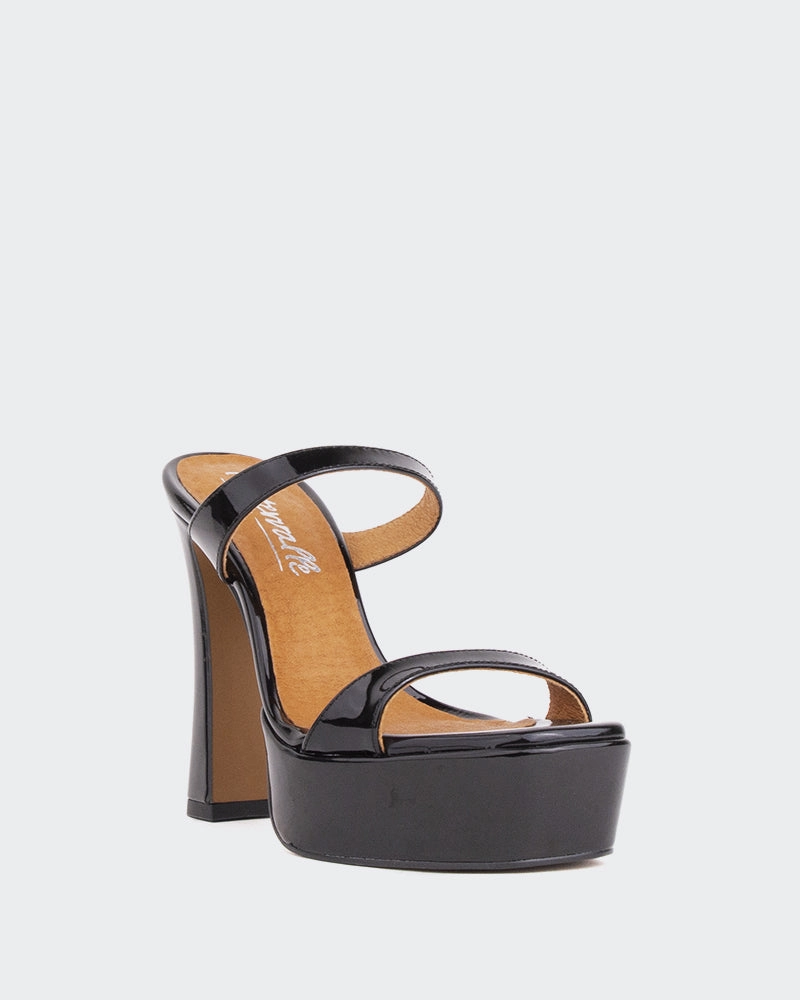 Vibes Black Patent/Verni Noir Non-slip Fit Layered Midsole