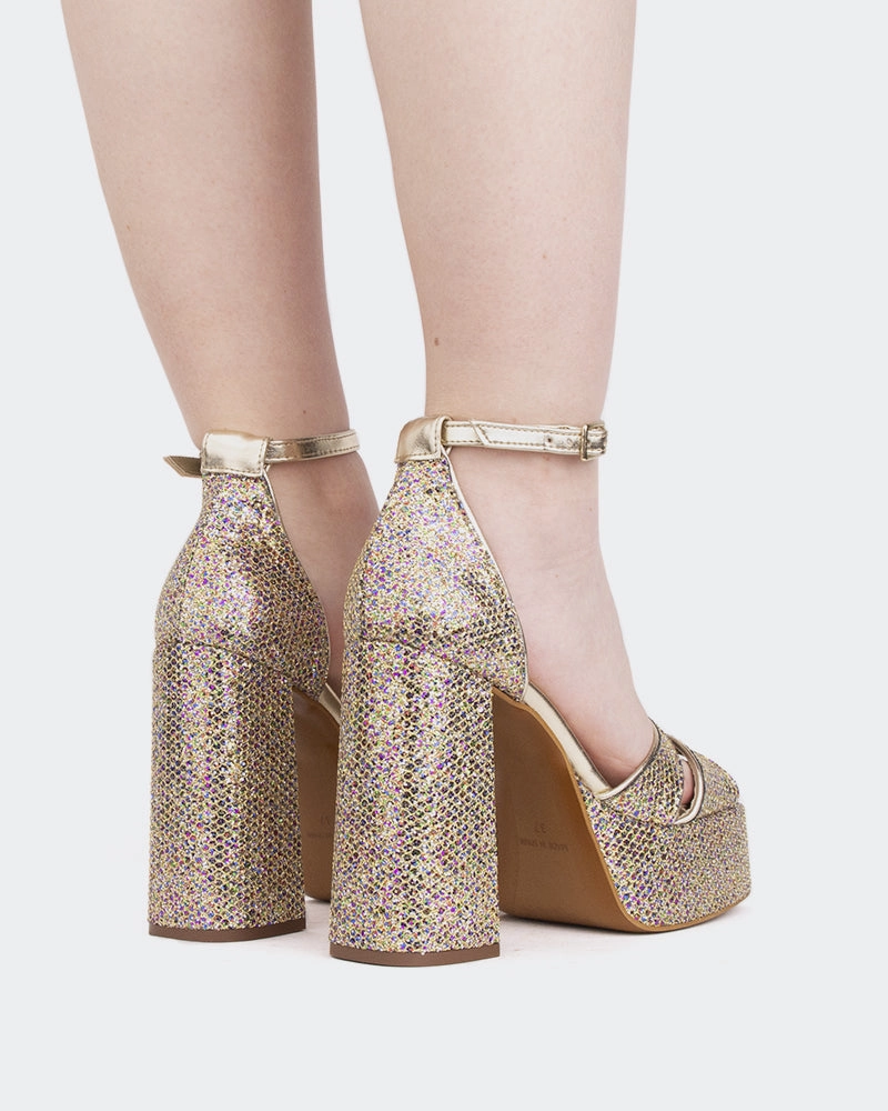 Agua Multi Sequins/Pail.Multi Contoured Heel Chic Beach Shoes