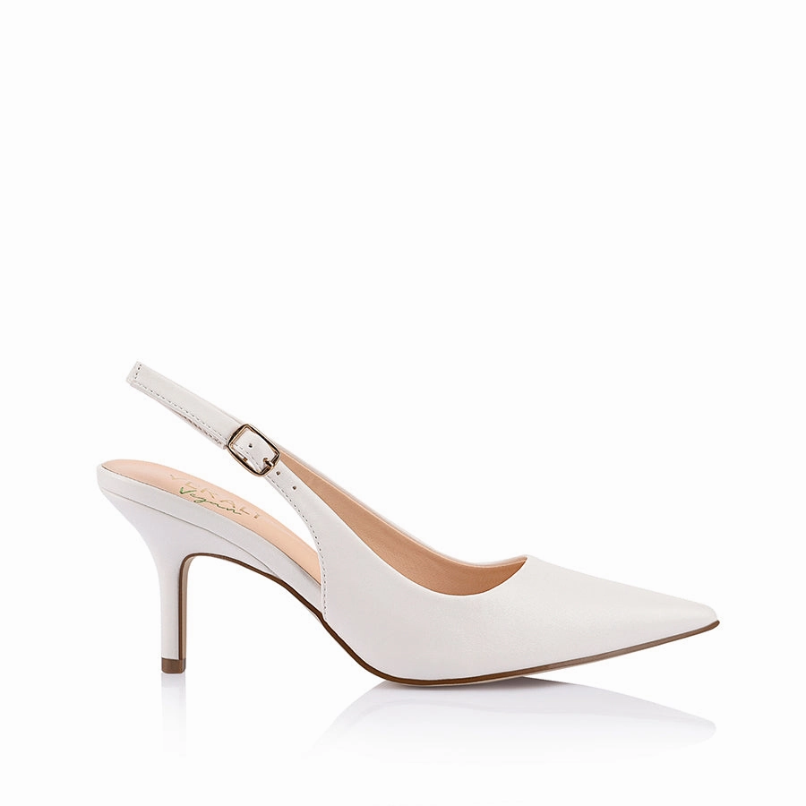 Shayley Slingback Stilettos - Chalk White Low Heel Profile understated look