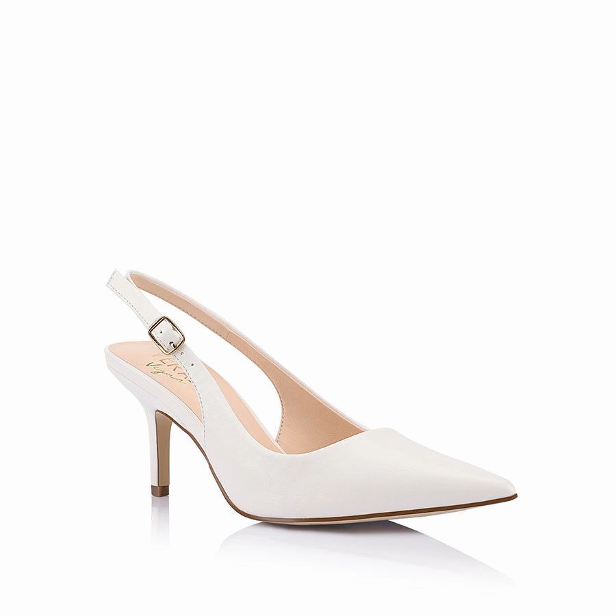 Shayley Slingback Stilettos - Chalk White Custom Motion Formal Travel