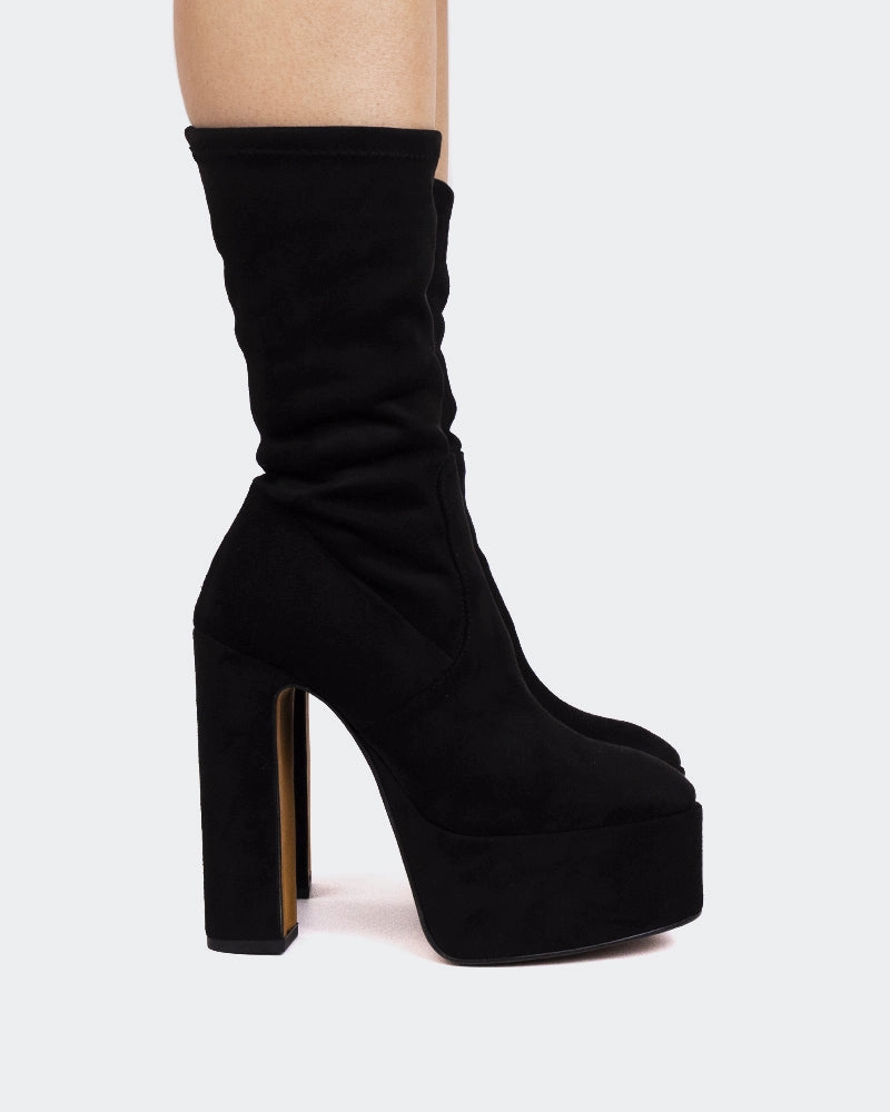 Dixie Black Suede Stretch Shock Absorbing Mountain Climber Paris Glow