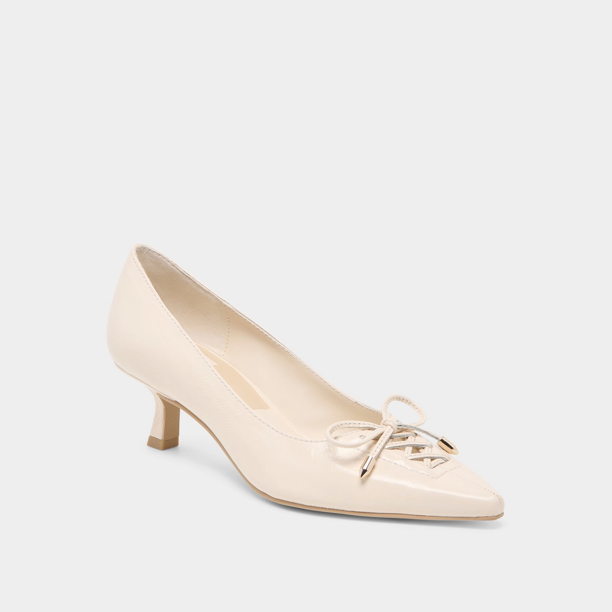 CLARIE HEELS BONE CRINKLE PATENT LEATHER Durable Material