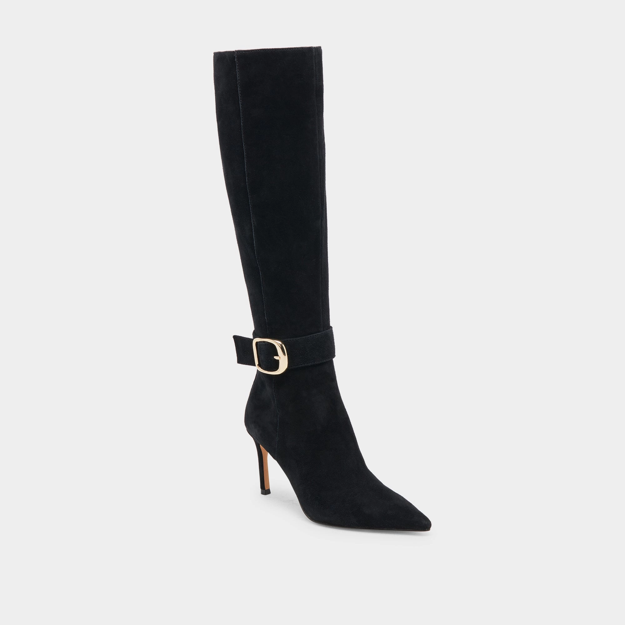 KINZY WIDE CALF BOOTS ONYX SUEDE Quick piece Quick design