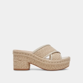 ELDORA HEELS NATURAL WHITE RAFFIA modernized Recycled Textile