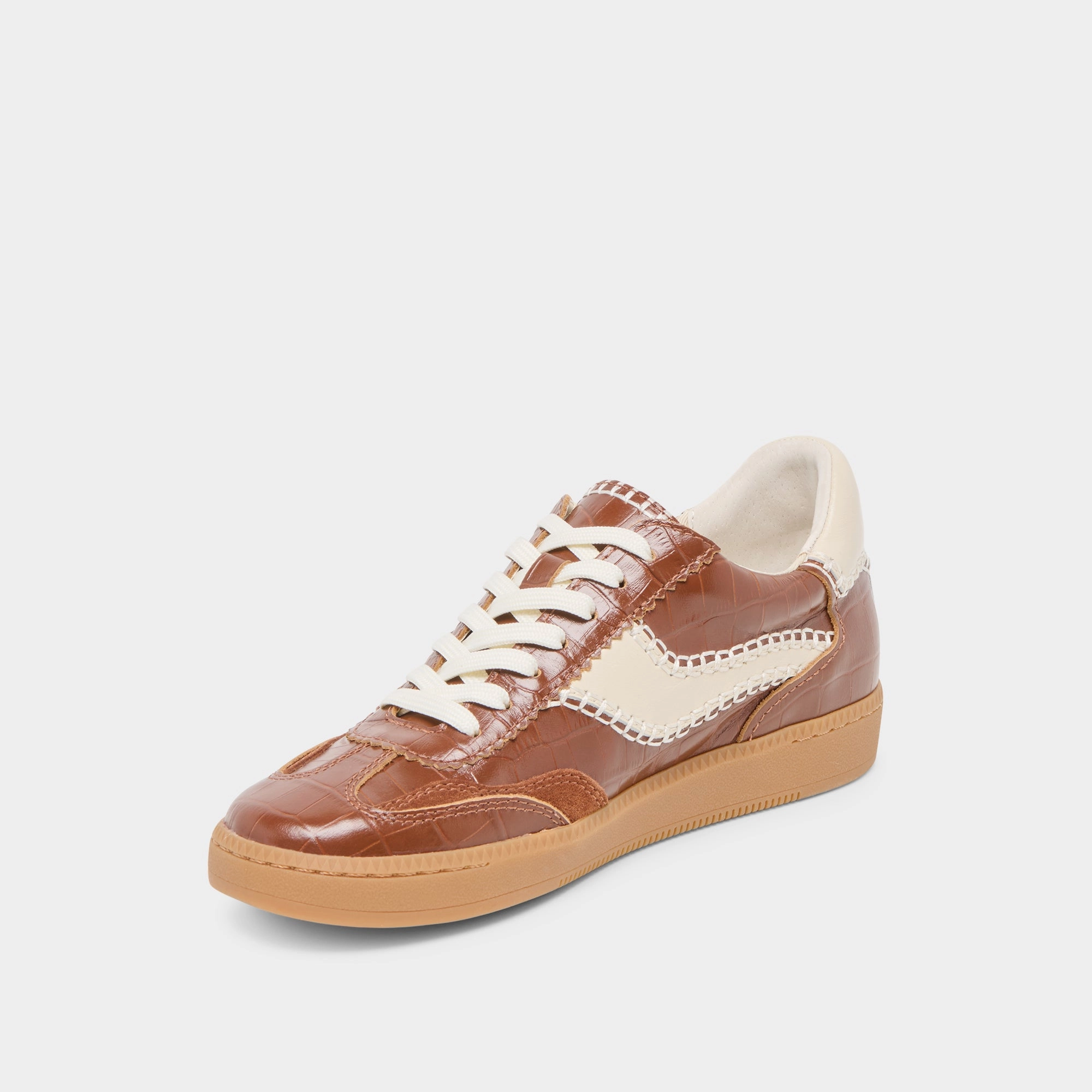 dancing - specific features Reinforced Eyelets NOTICE STITCH  SNEAKERS COGNAC CROCO EMBOSSED LEATHER