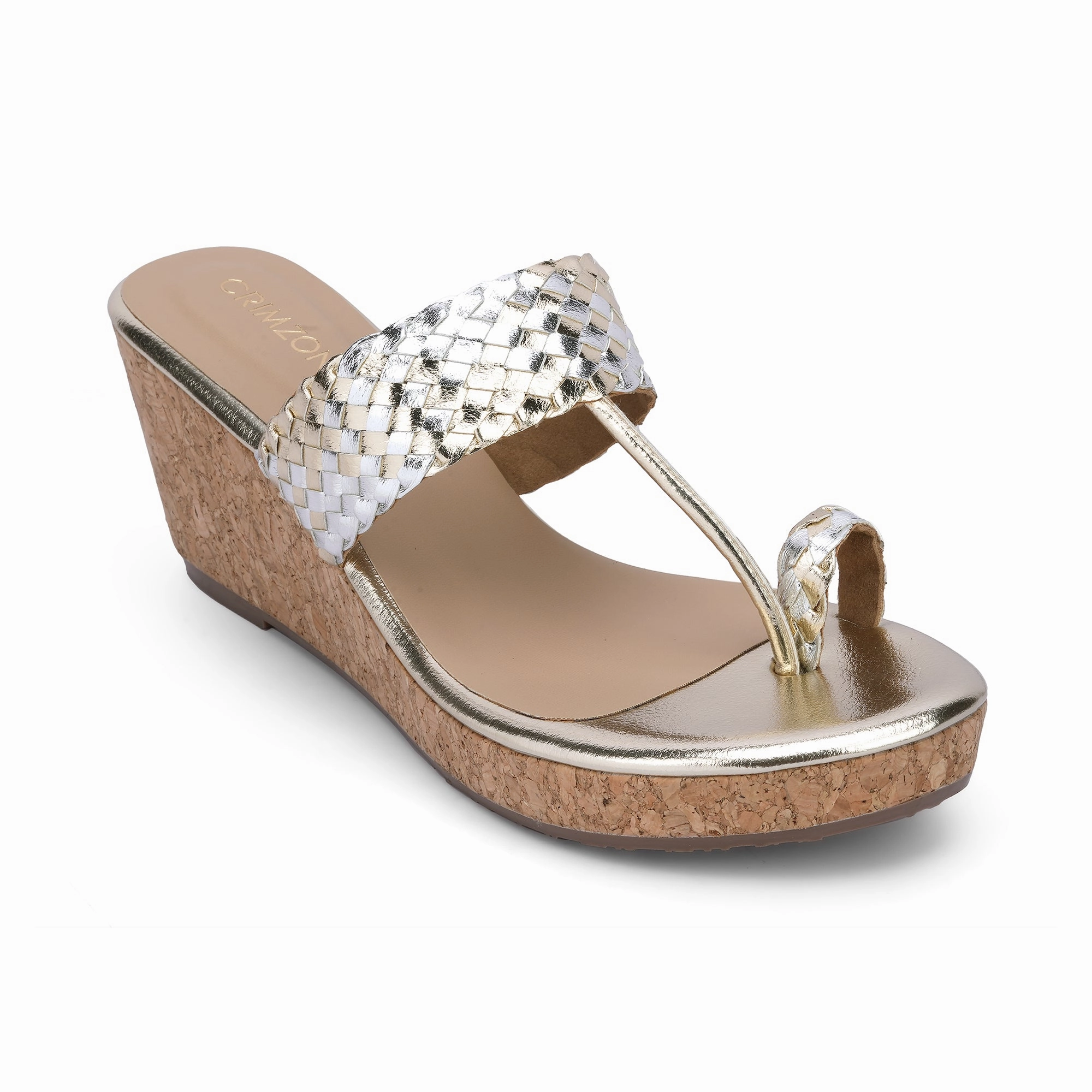 CHANDNI- GOLD KOLHAPURIS Leather Padded collar