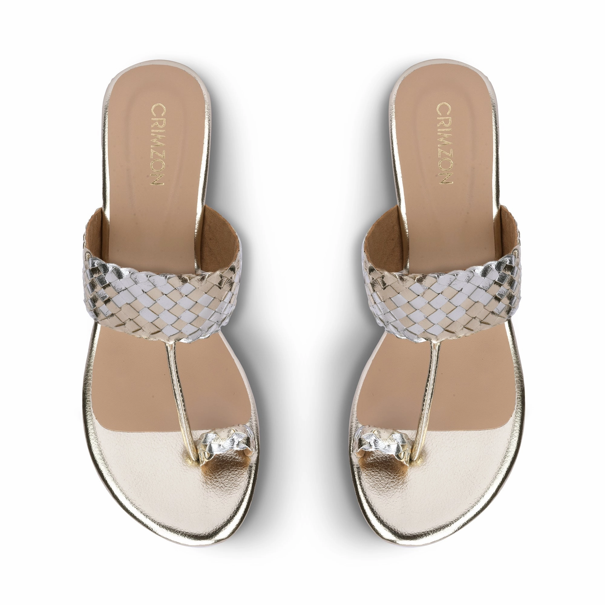 CHANDNI- GOLD KOLHAPURIS Contoured Heel Functional Fit