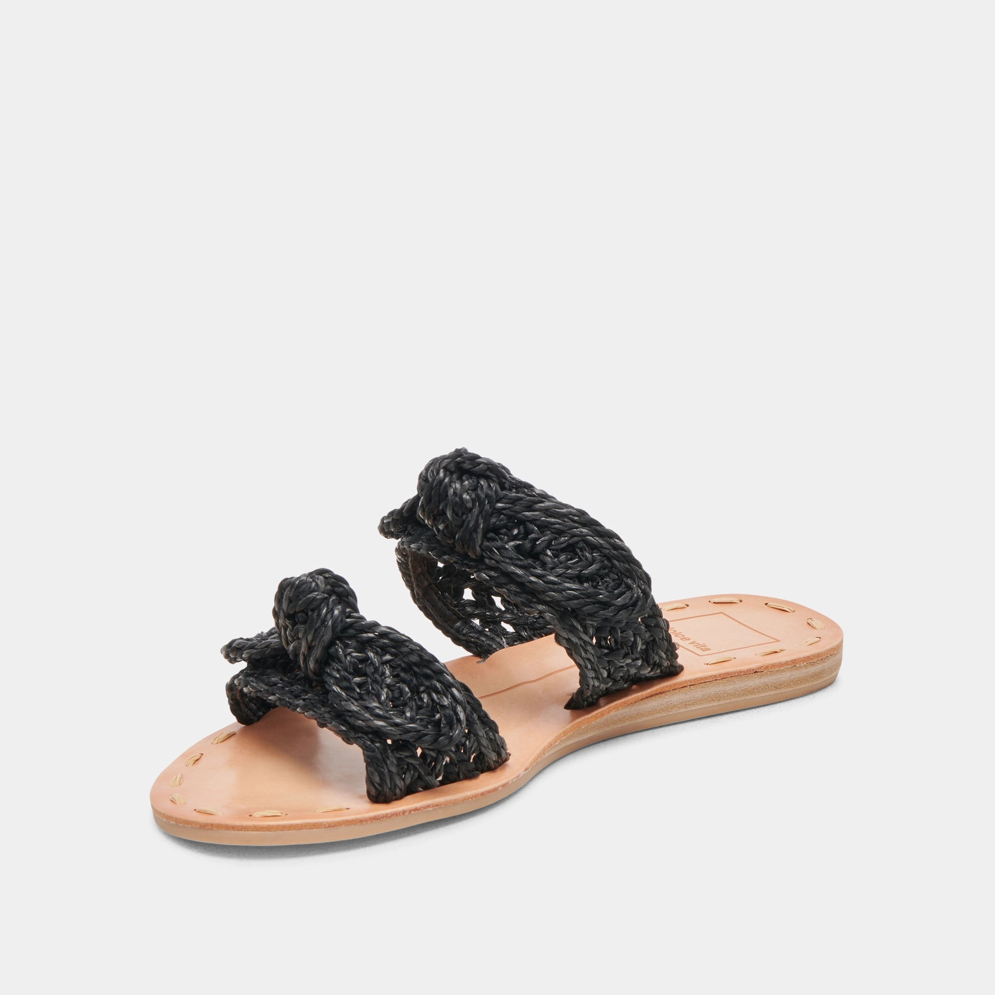 Seamless construction DINAH WIDE SANDALS ONYX RAFFIA