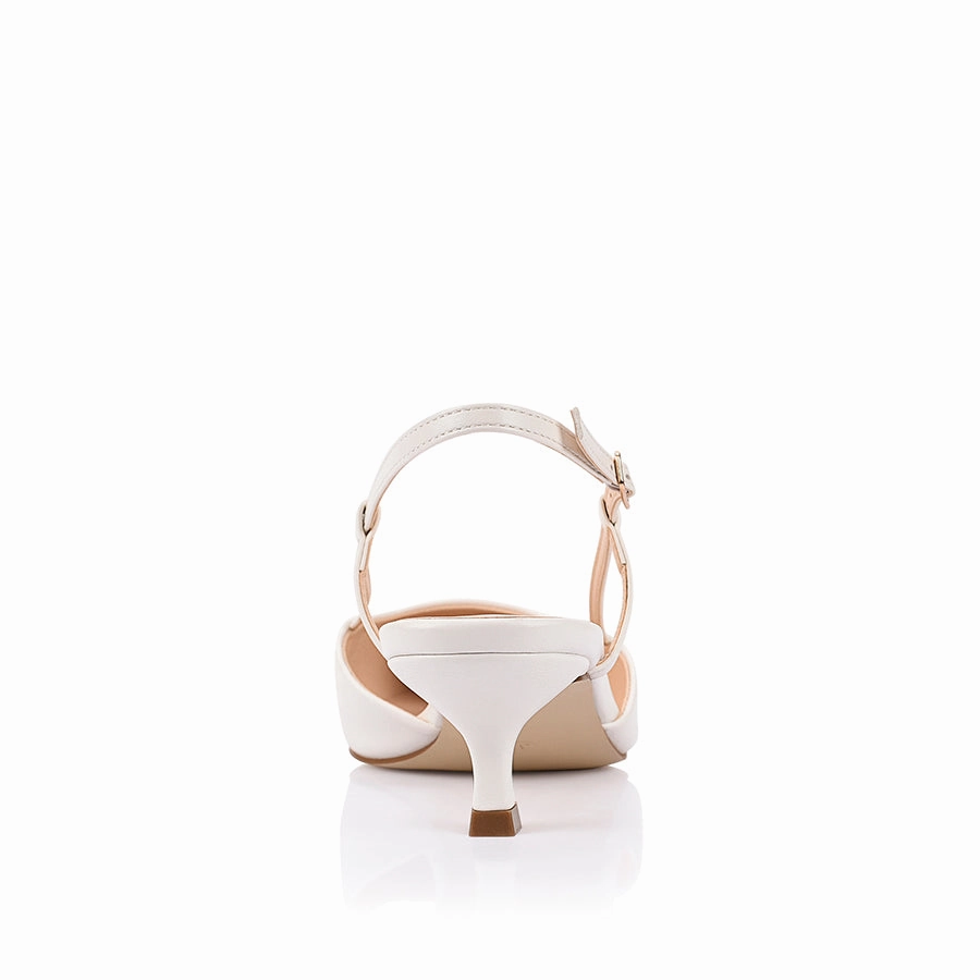 Lightweight Choice Executive Mode Lucas Slingback Kitten Heels - Chalk White