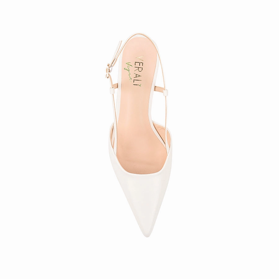 Lucas Slingback Kitten Heels - Chalk White understated look Non Restrictive Toe Box