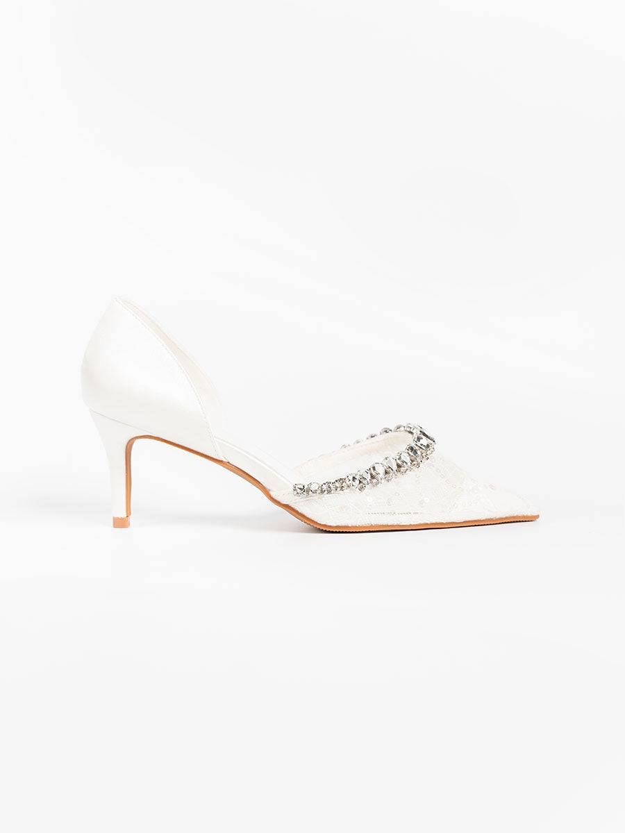 Irish Lace Glitter Heels Rich Feel