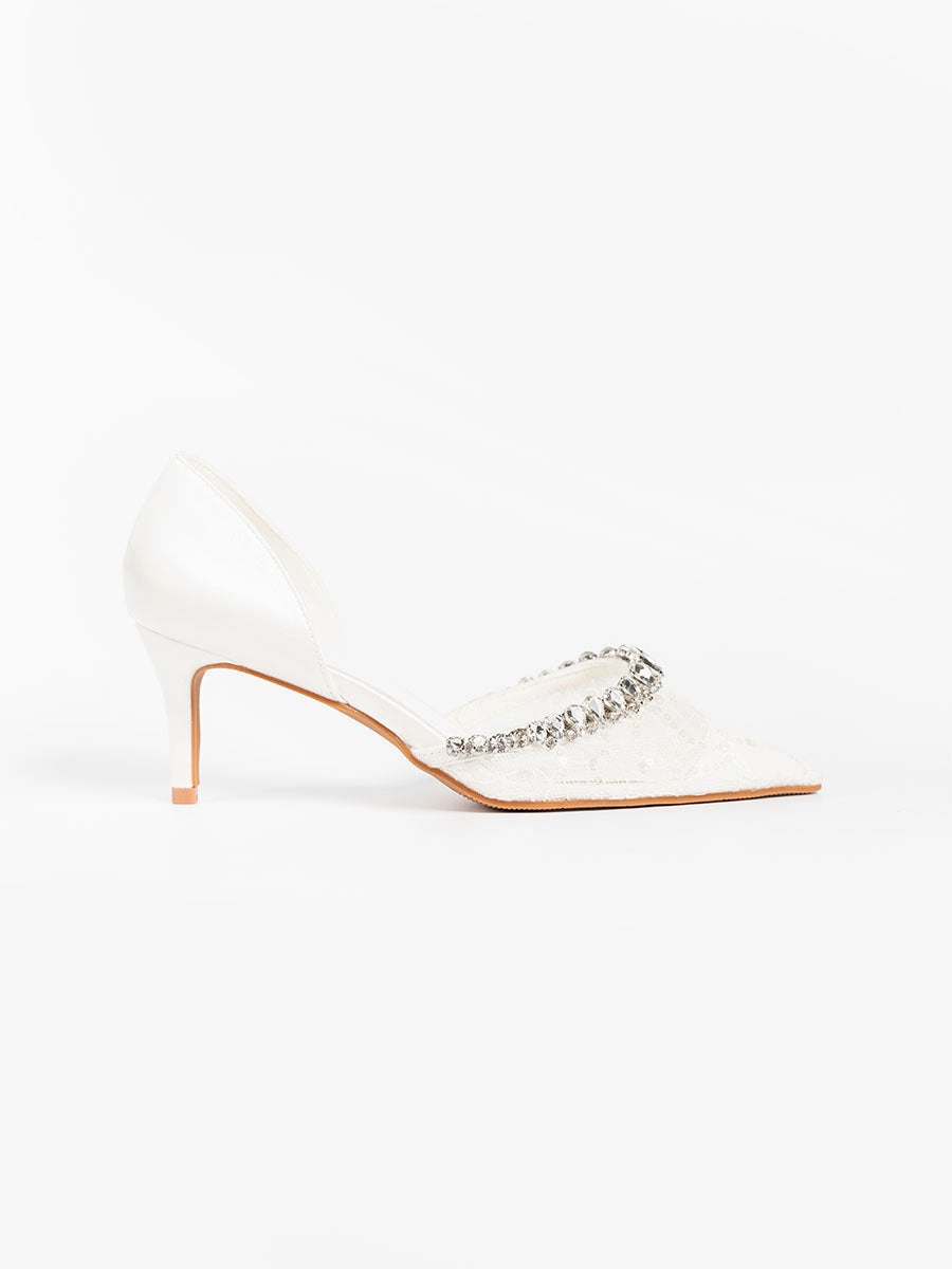 Daily Meeting Soft Bottom Irish Lace Glitter Heels