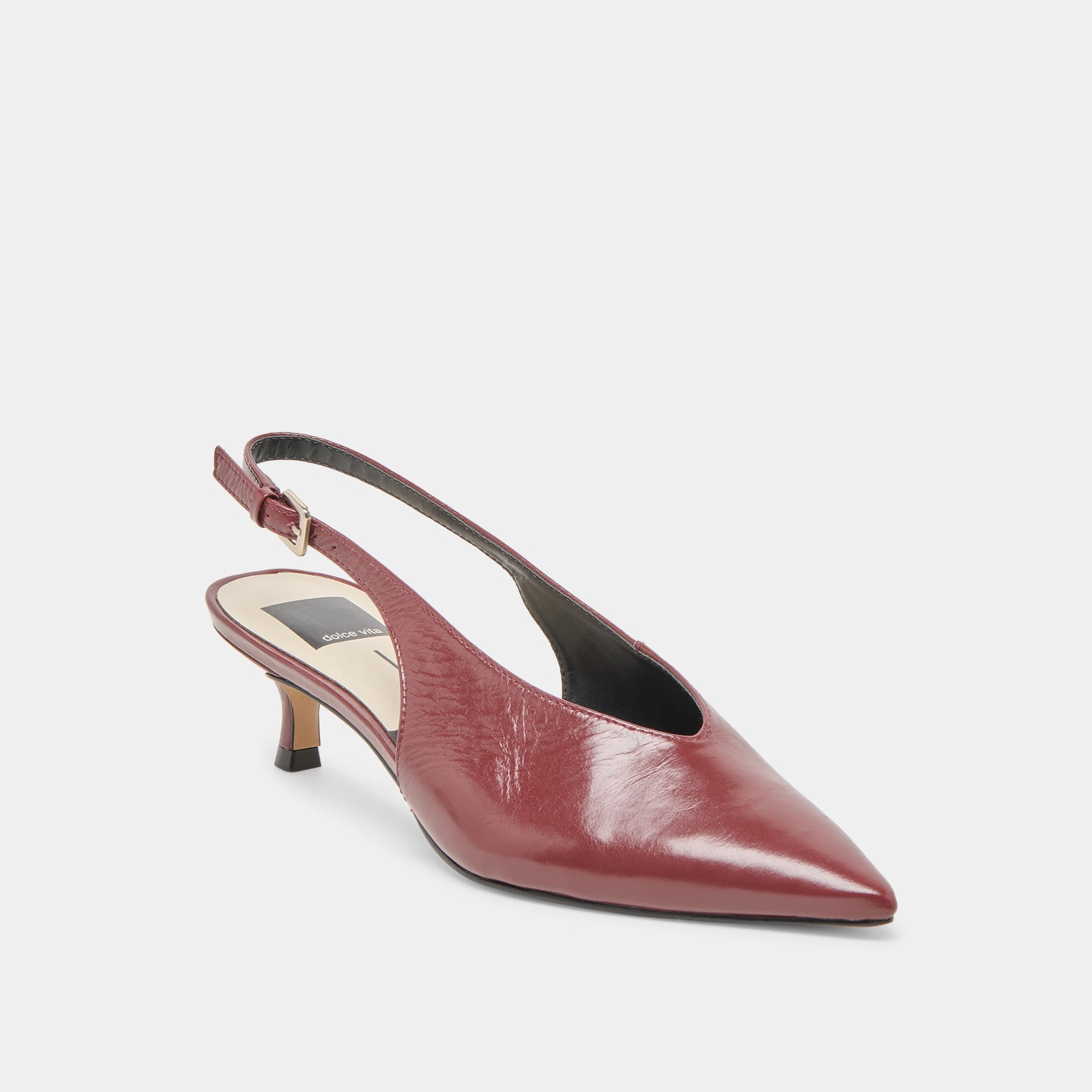 ALENNA HEELS OXBLOOD CRINKLE PATENT Weather Resistant Upper