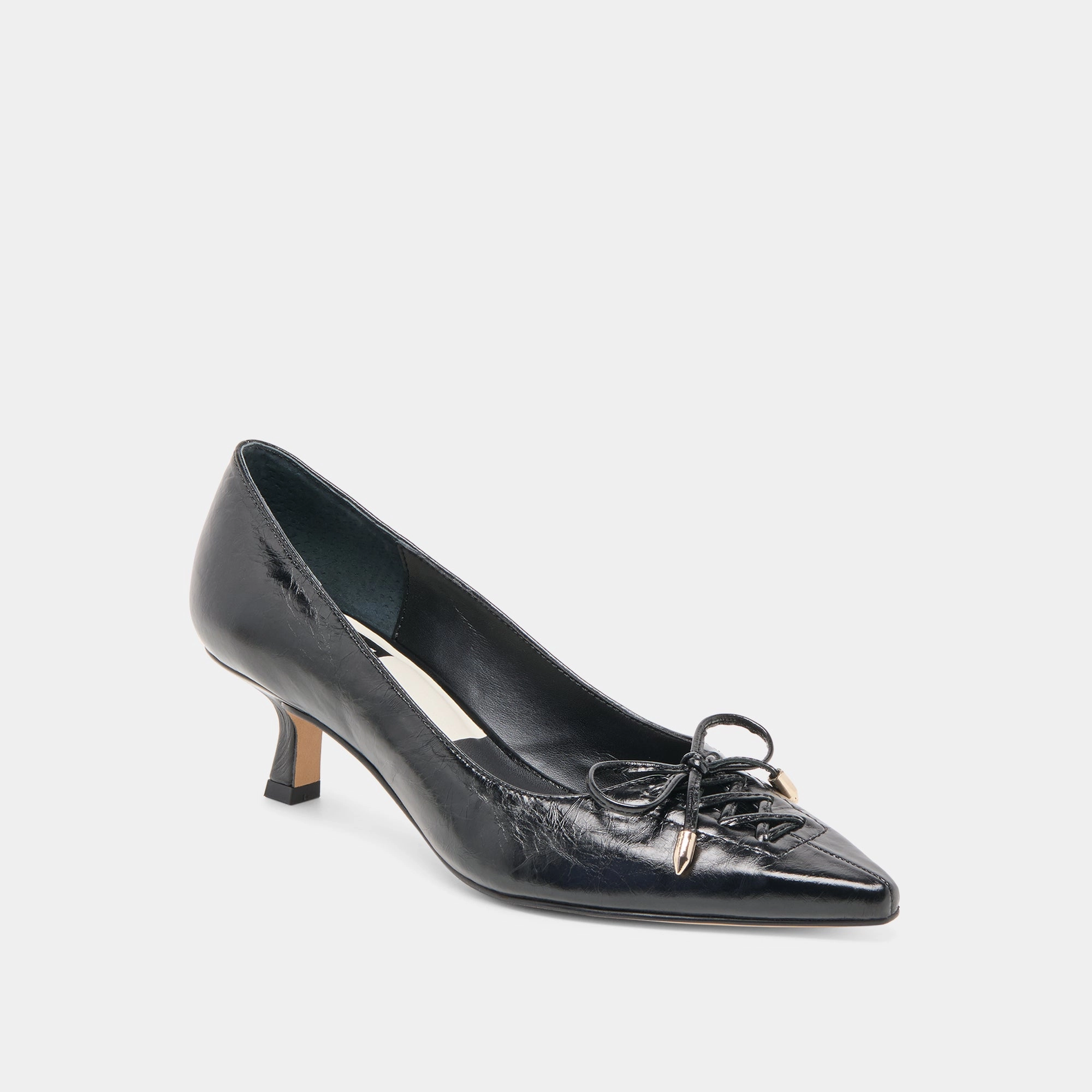CLARIE HEELS MIDNIGHT CRINKLE PATENT LEATHER Snug Heel Lock