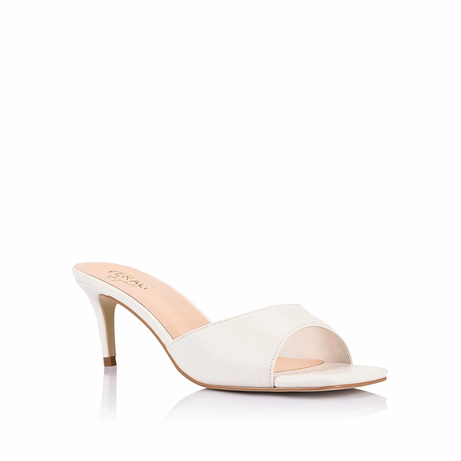 Event Mode Tabitha Heeled Mules - Chalk White