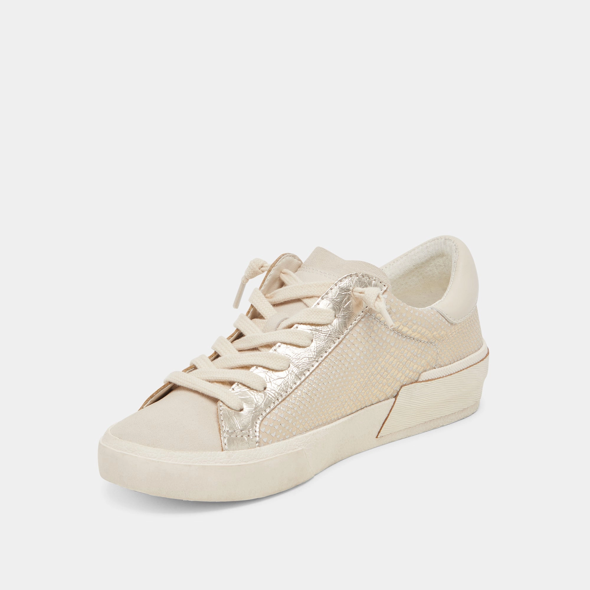 ZINA SNEAKERS CHAMPAGNE EMBOSSED LEATHER heeled