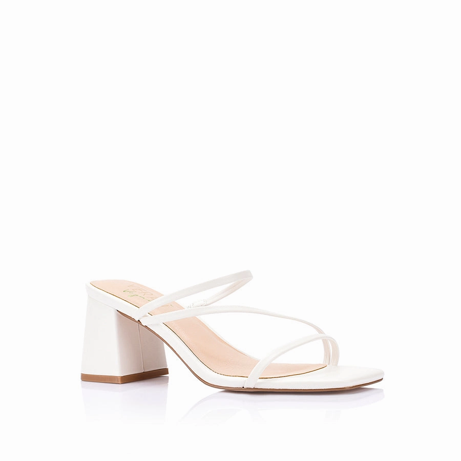 Stanford Block Heel Mules - Chalk White Subtle Match Top Shade