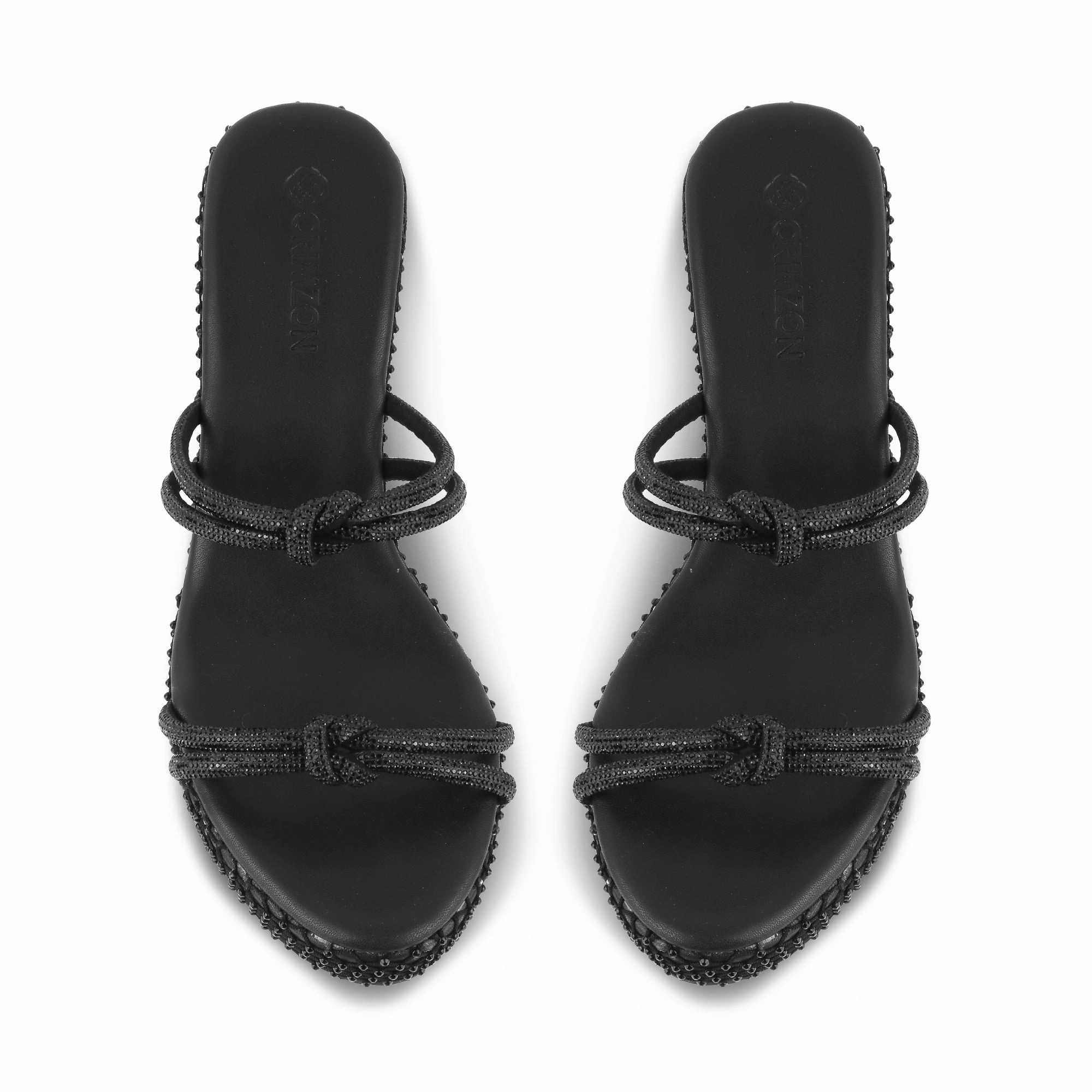 quick dry Ergonomic Support STARDUST- BLACK GLITTER WEDGES