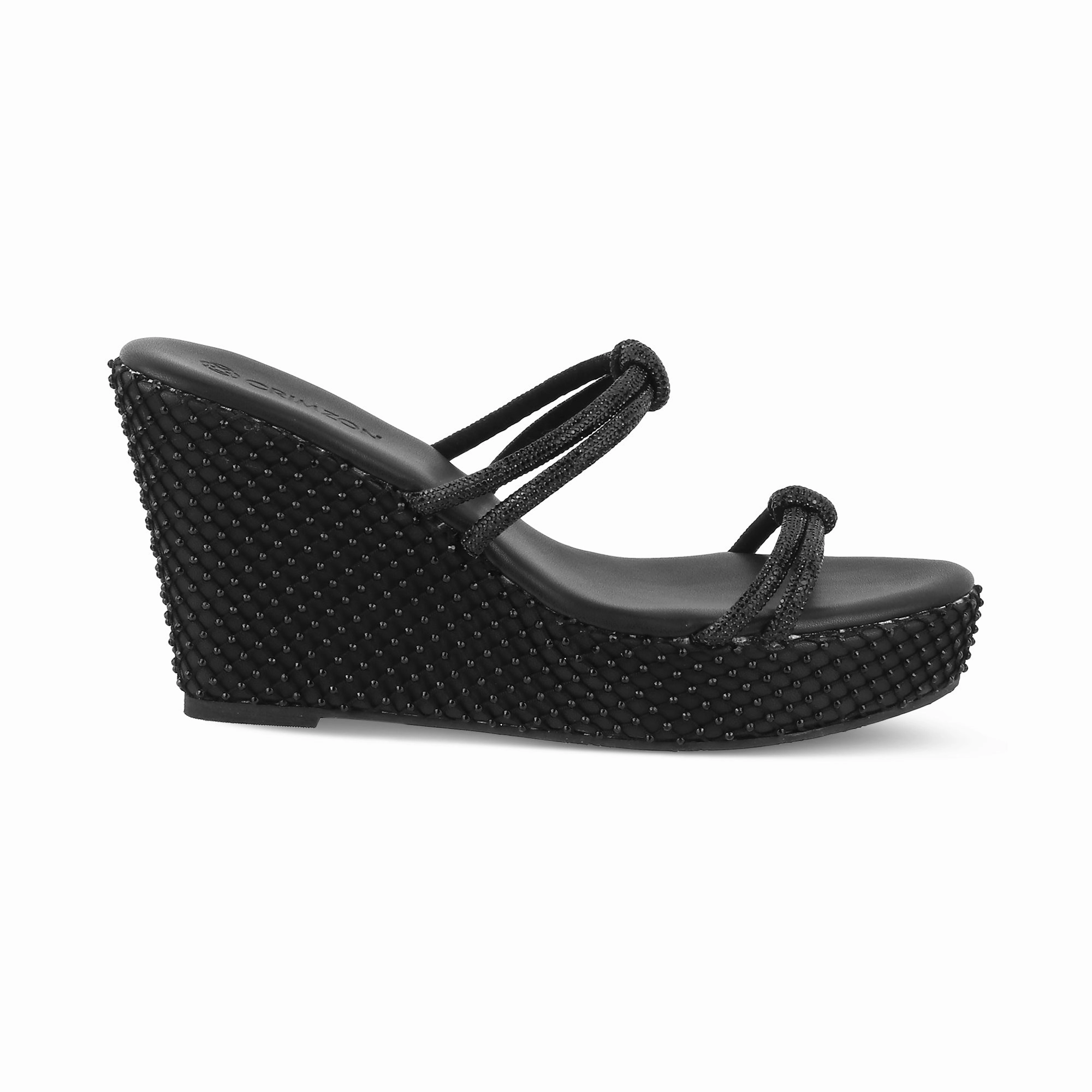 Light Outdoor Shoes STARDUST- BLACK GLITTER WEDGES