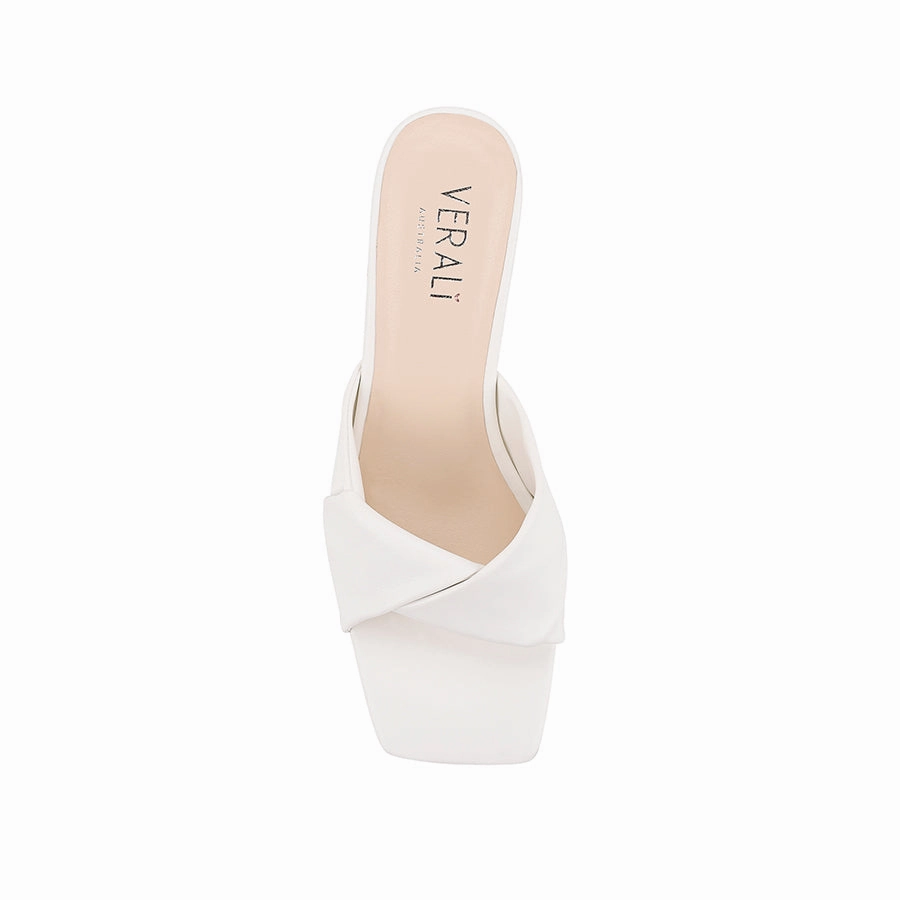Simple Edge Hidden Lift Stella Block Heel Mules - Chalk Smooth