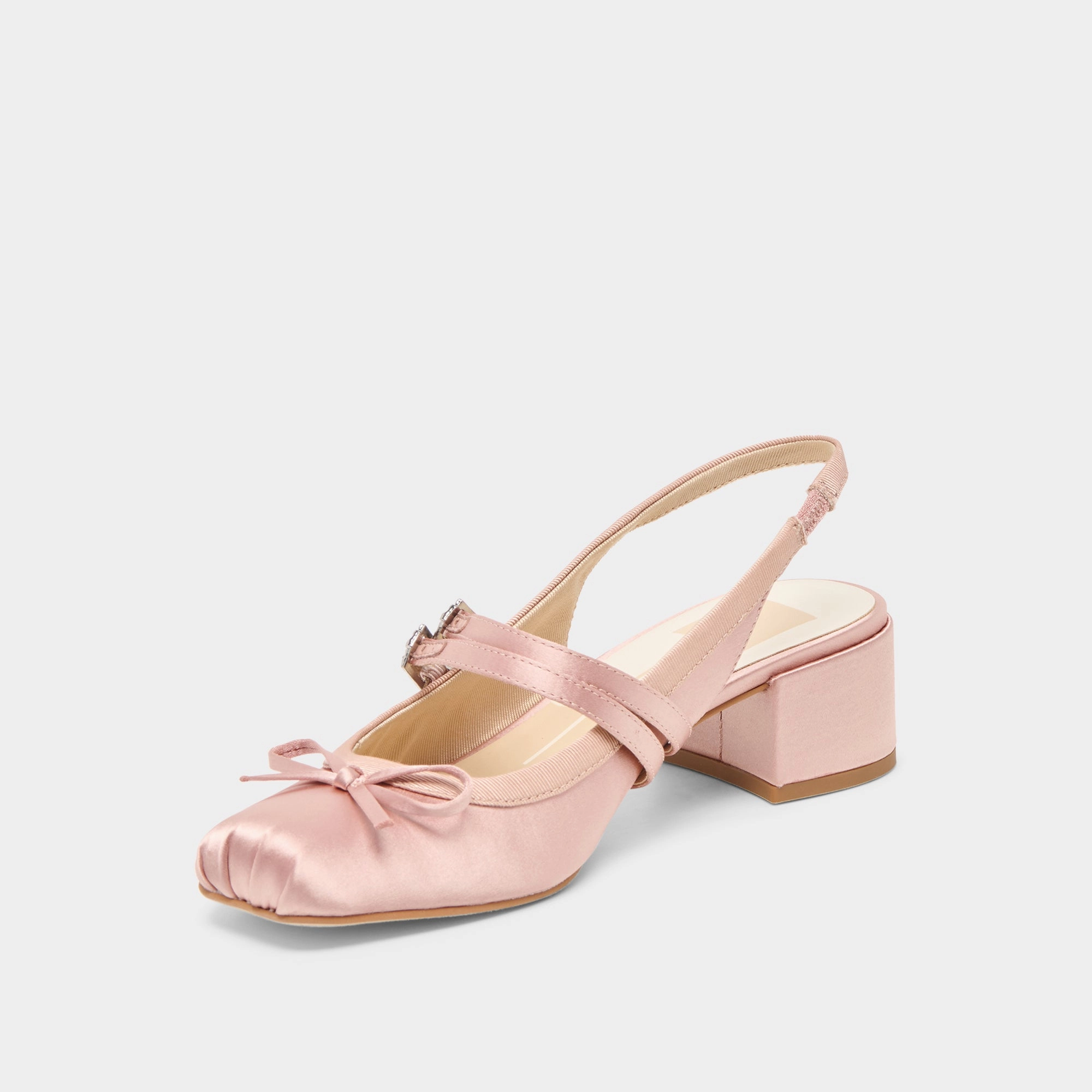 Anatomical Toe Box Energy Return Heel Design LORIS HEELS BLUSH SATIN