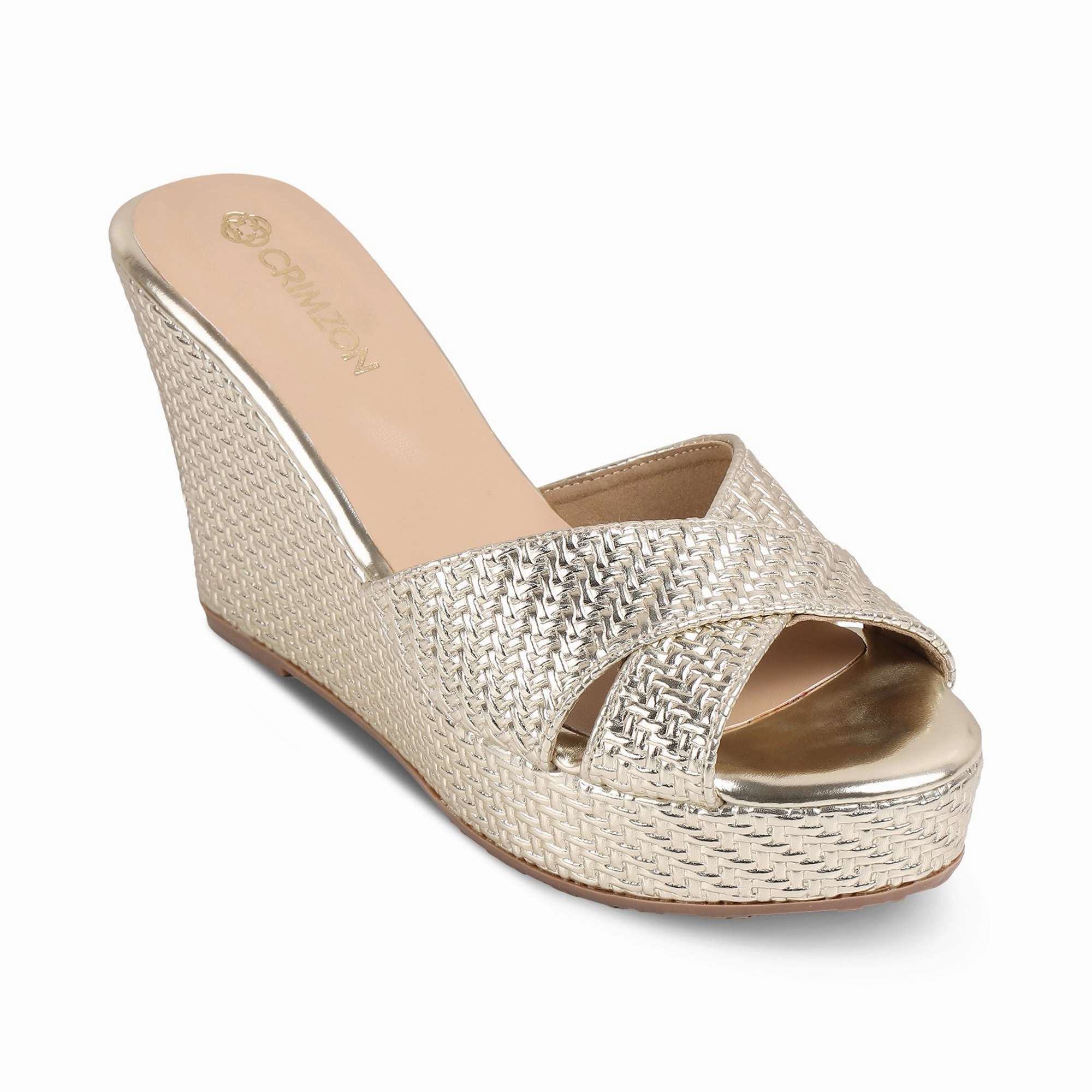 AIYANA- GOLD WEDGES Slip On Design