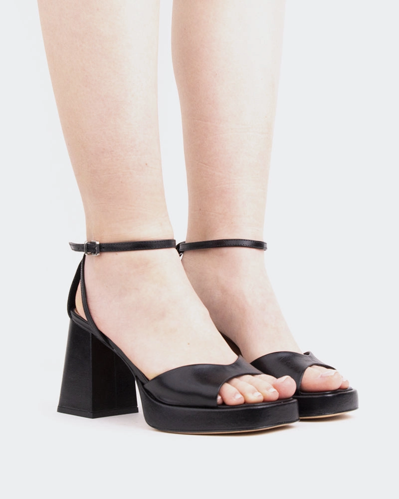 Heel Freedom Pujol, Black Leather/Cuir Noir