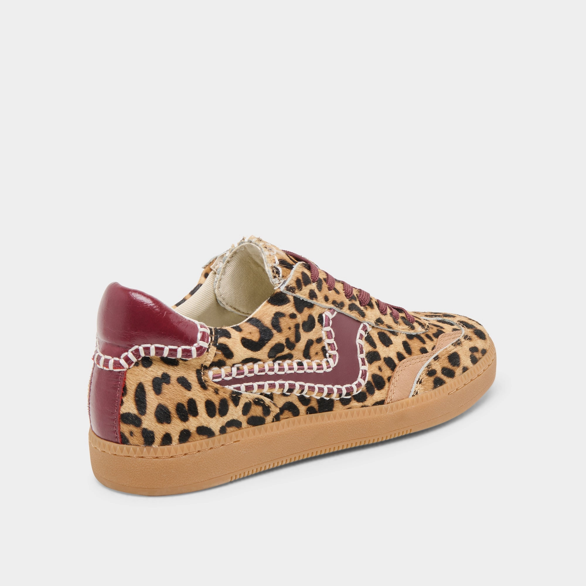 sports - specific benefits NOTICE STITCH SNEAKERS BURGUNDY LEOPARD CALF HAIR