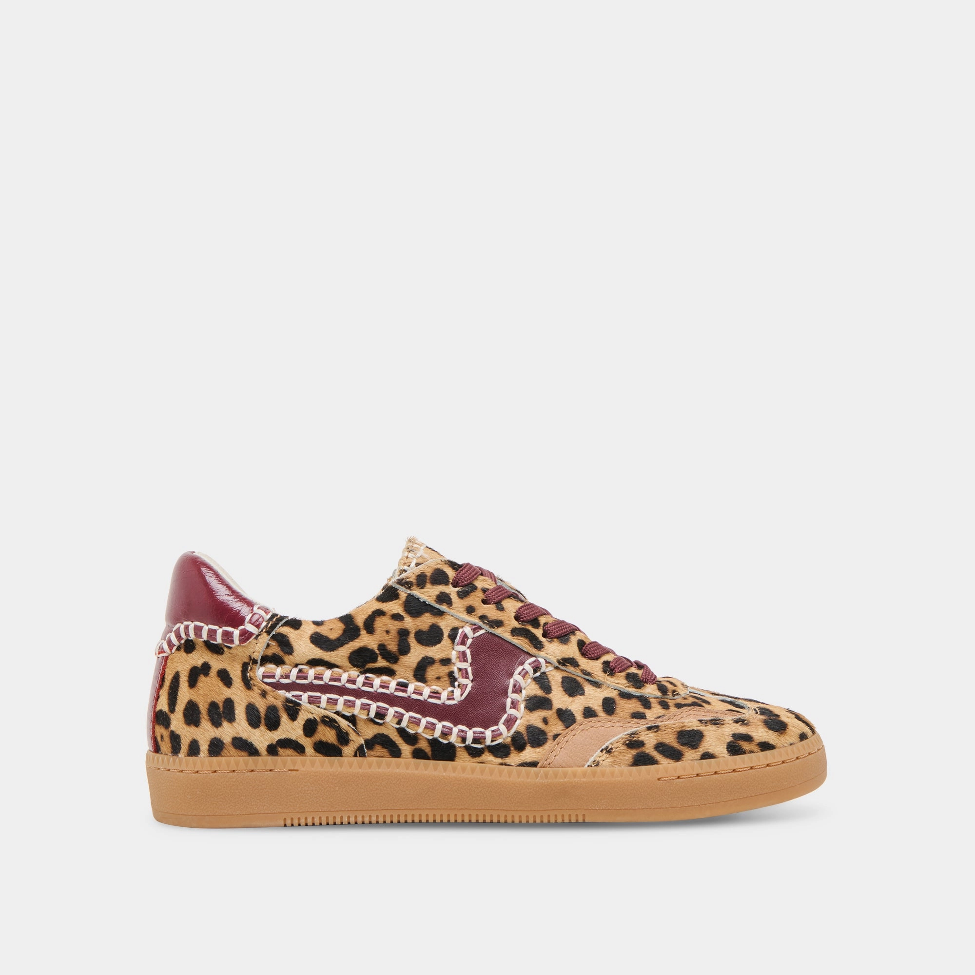 humid - weather NOTICE STITCH SNEAKERS BURGUNDY LEOPARD CALF HAIR