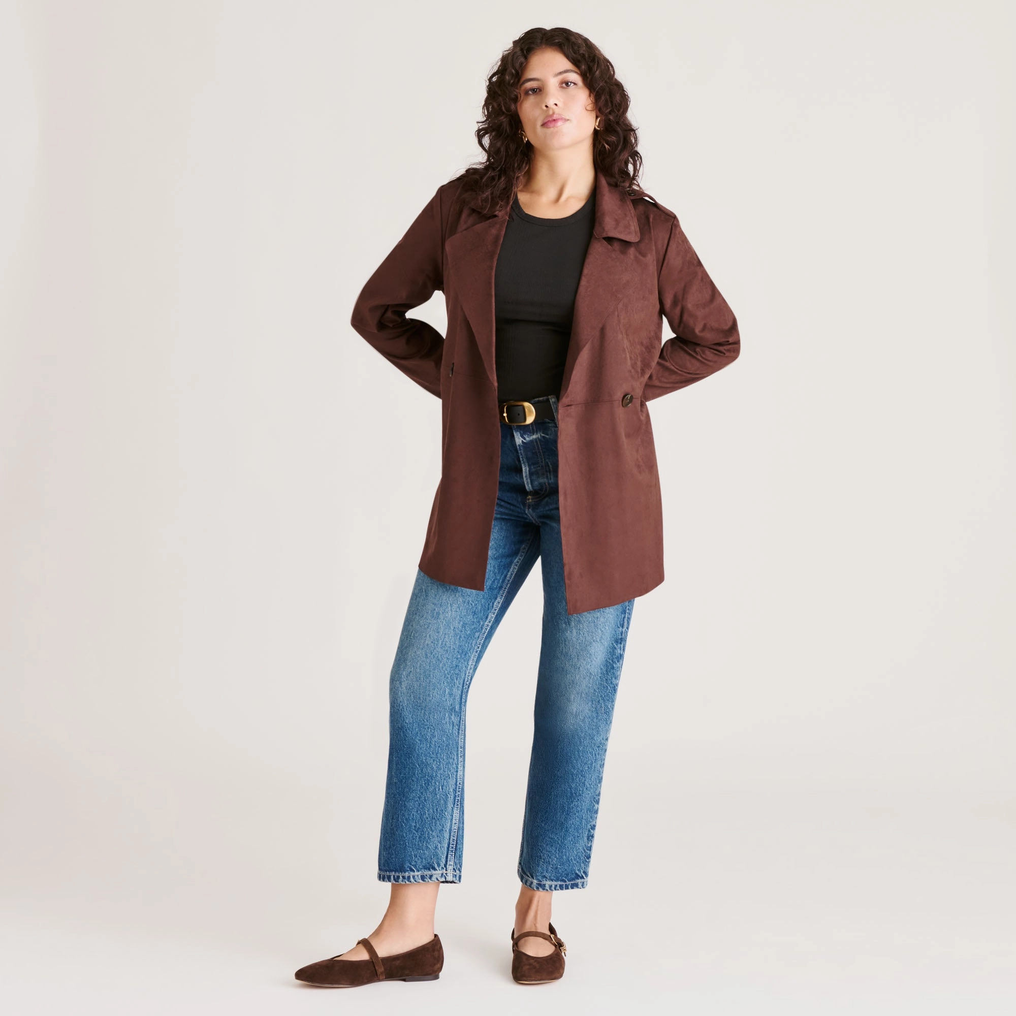 ALIZZA BALLET FLATS DK BROWN SUEDE Nubuck