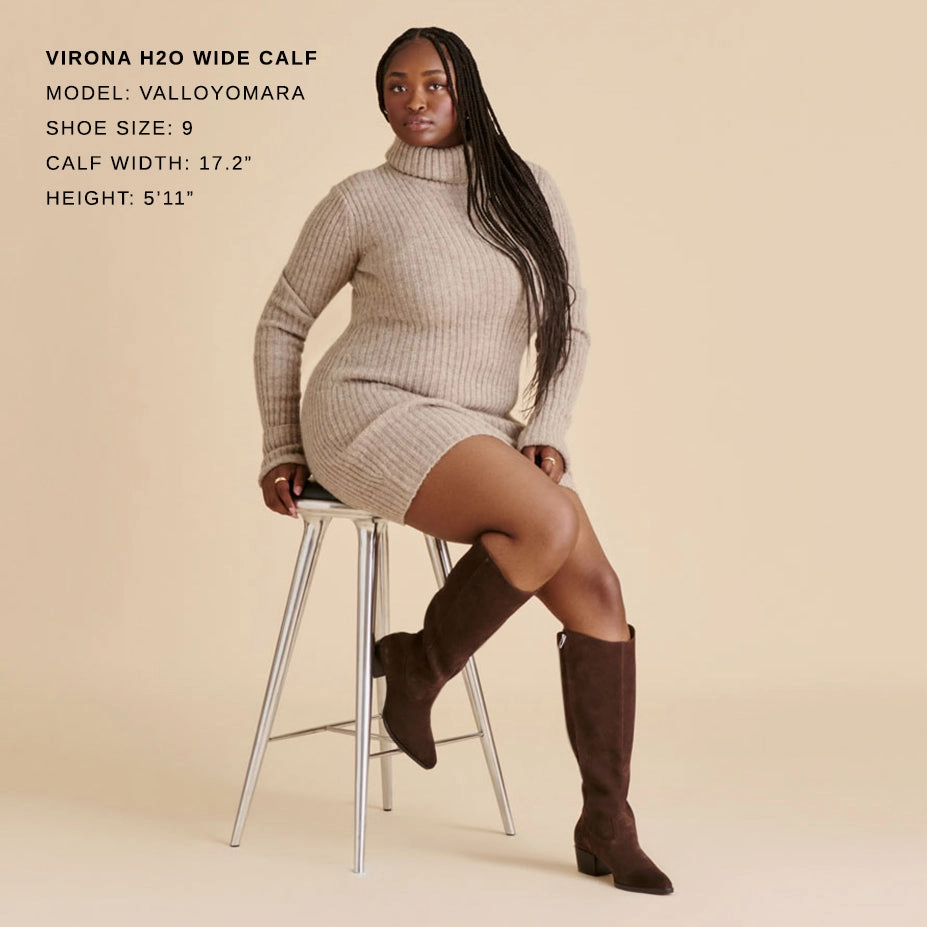 Sleek cushioning VIRONA H2O WIDE CALF BOOTS DK BROWN SUEDE