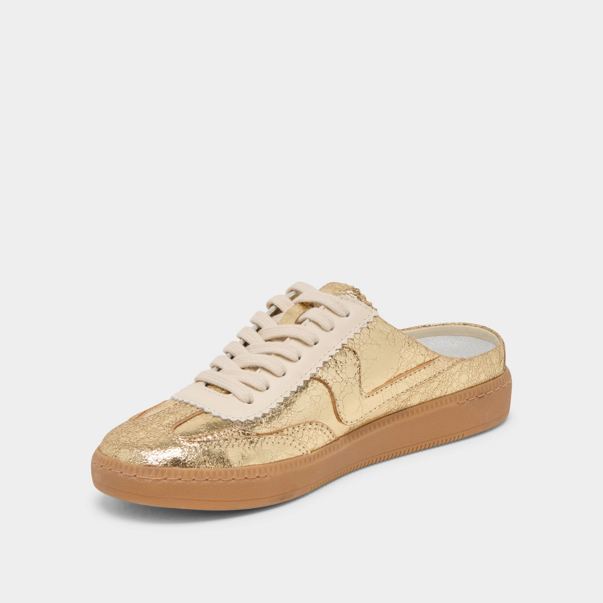 NOTICE SLIDE SNEAKERS GOLD DISTRESSED LEATHER All-weather lining