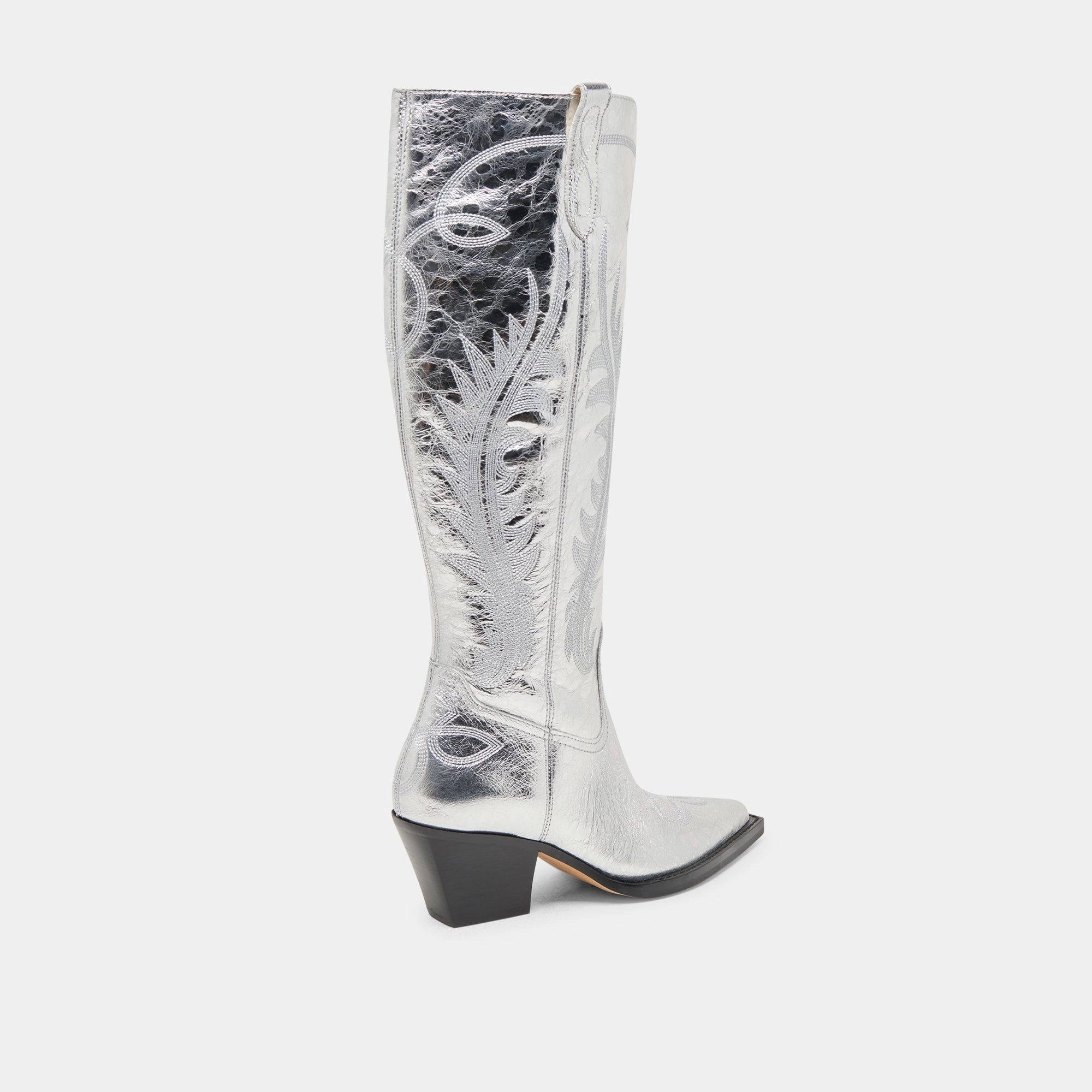 Multi-functional durability Strap RYATT WIDE CALF BOOTS SILVER DISTRESSED LEATHER
