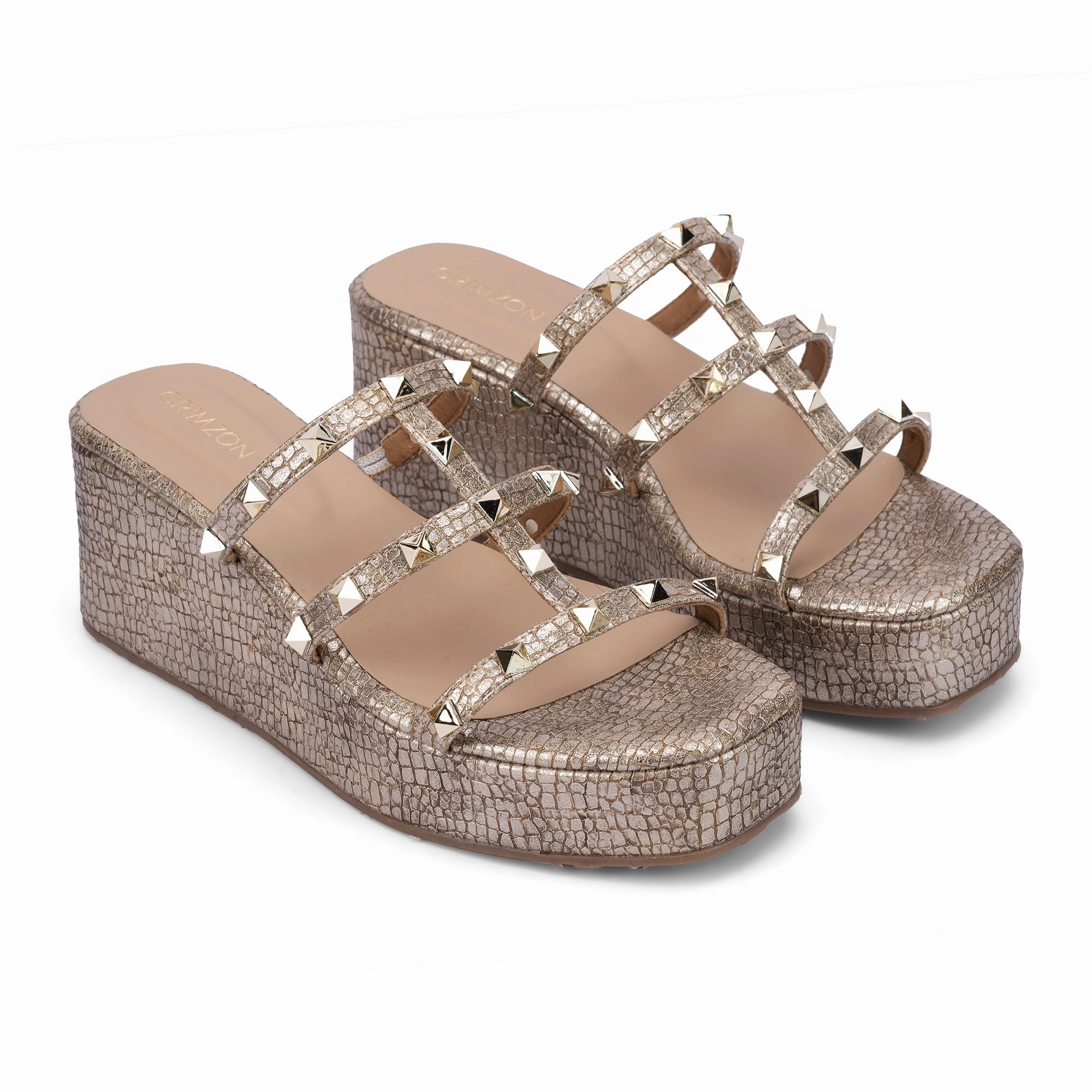 DRAMA- BRONZE WEDGES Strappy Pressure Relief Grid Design