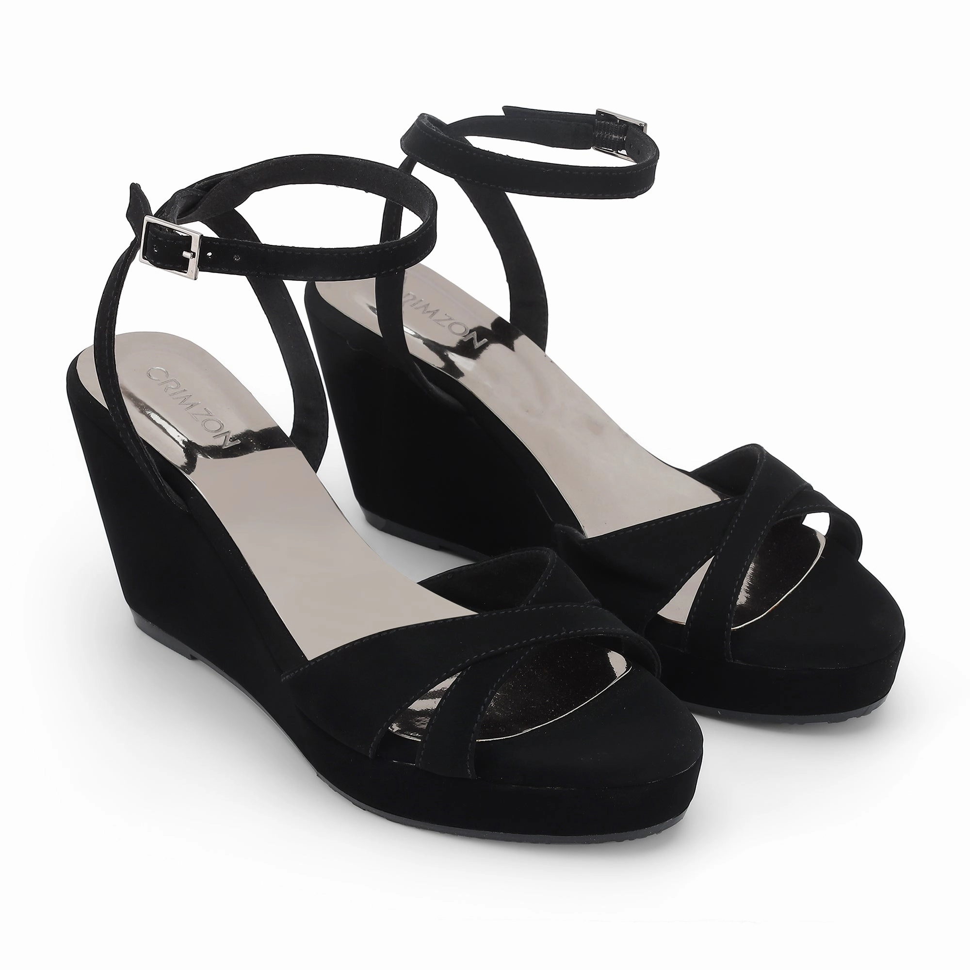 Anti Odor adjustable fit shoes AIYANA- BLACK WEDGES