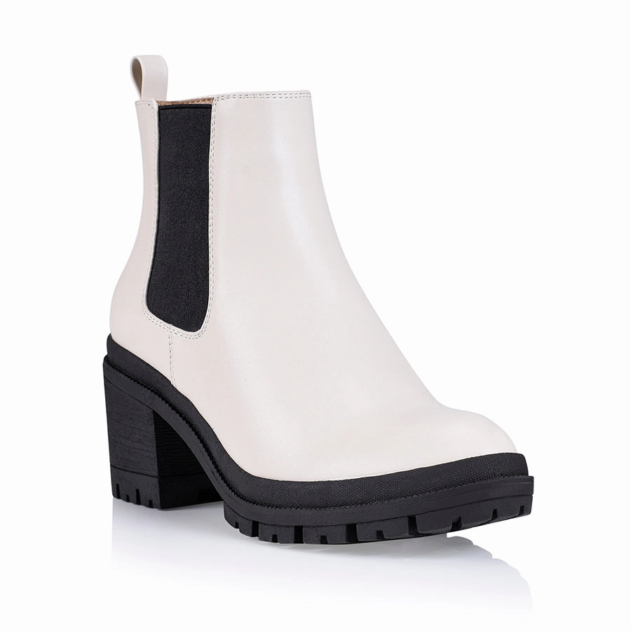 Georgia Chunky Combat Boots - Bone Smooth Fashion Detail On The Go