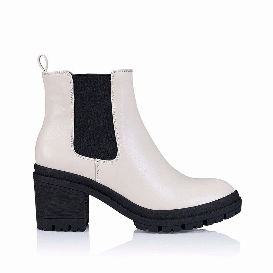 Georgia Chunky Combat Boots - Bone Smooth Shopping Trip