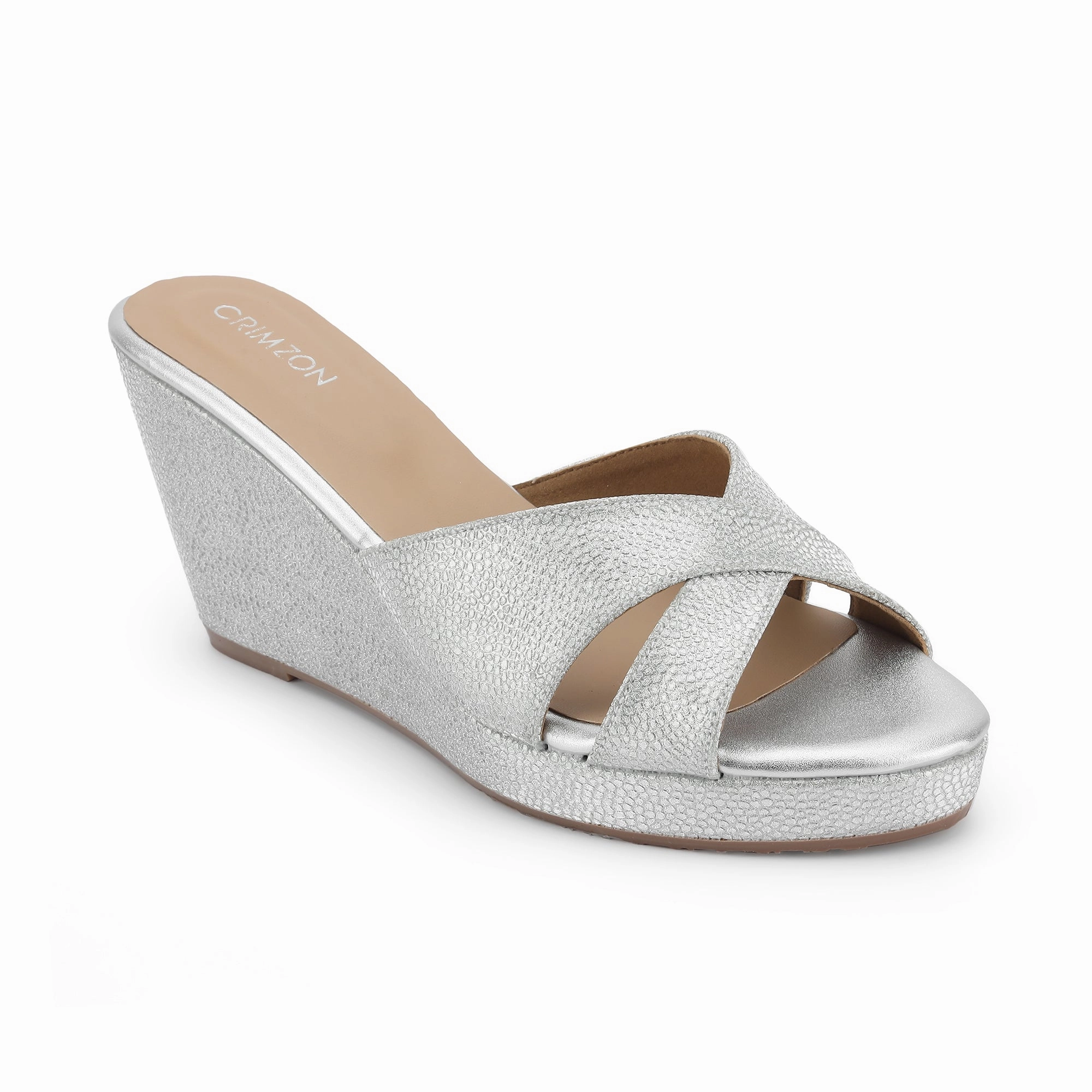 AIYANA- SILVER WEDGES All Day Comfort Padding