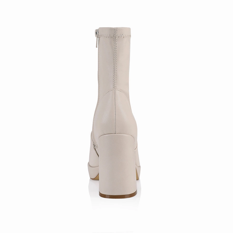Street Touch Functional Step Avril Platform Ankle Boots - Bone Stretch