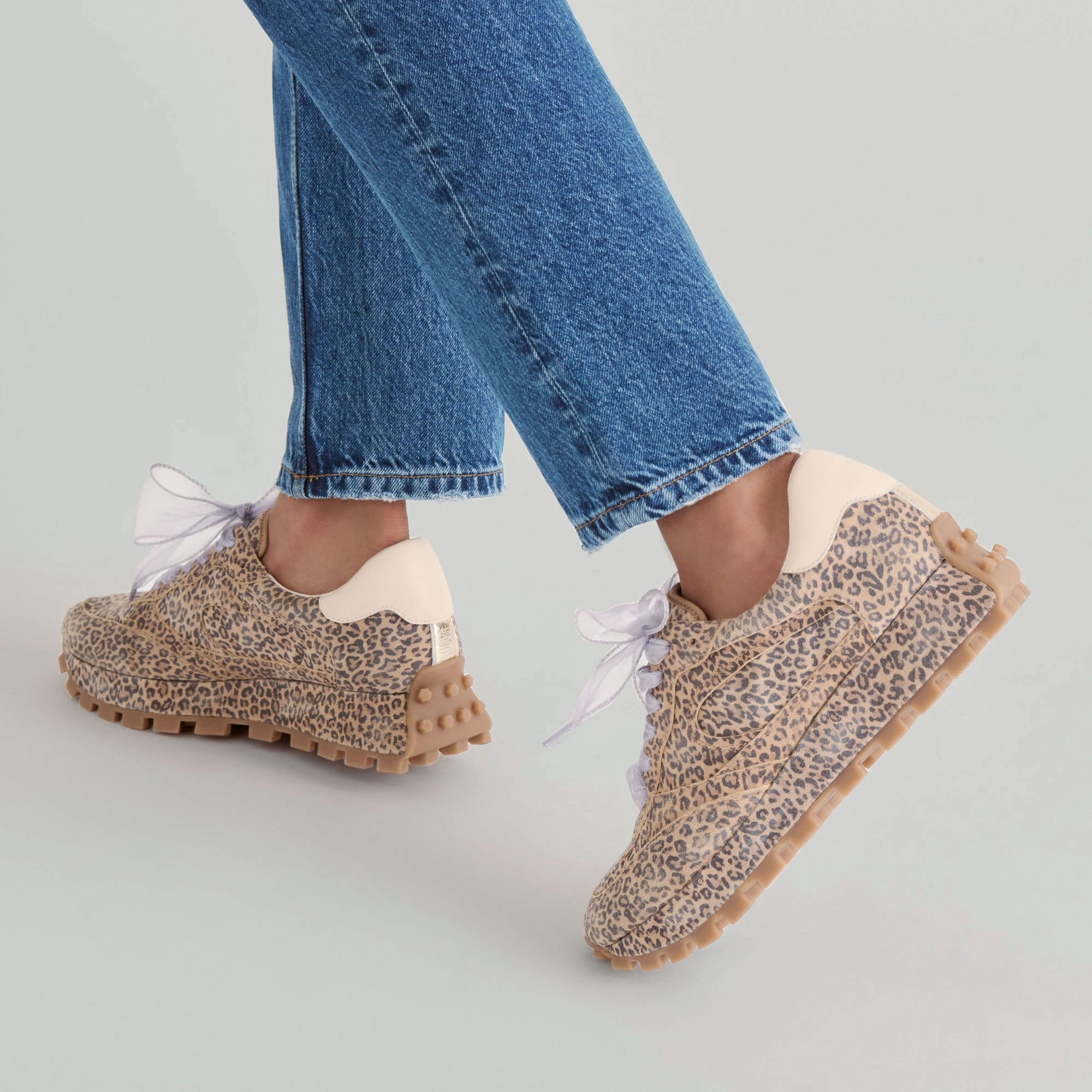 TRICIA SNEAKERS TAN LEOPARD PRINTED SUEDE Timeless lining